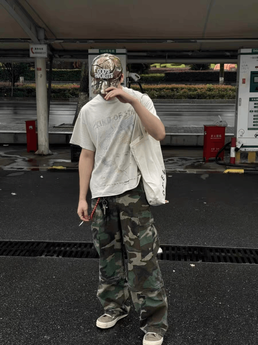 Designer × Japanese Brand × Vintage Washed faded loose baggy hiphop cargo camo pants Size US 34 / EU 50 - 11 Thumbnail