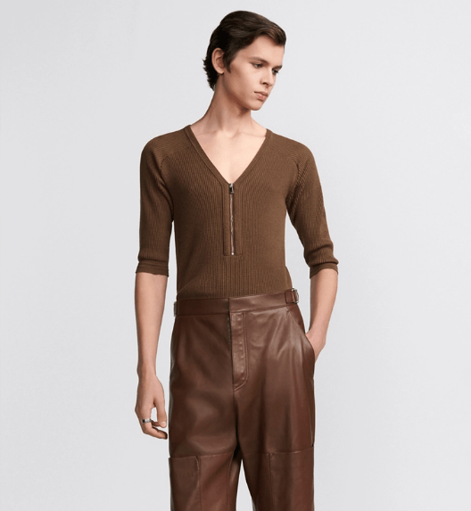 Dior o1w1db11225 443M61 Zipped Fitted Top in Brown Size US S / EU 44-46 / 1 - 4 Thumbnail