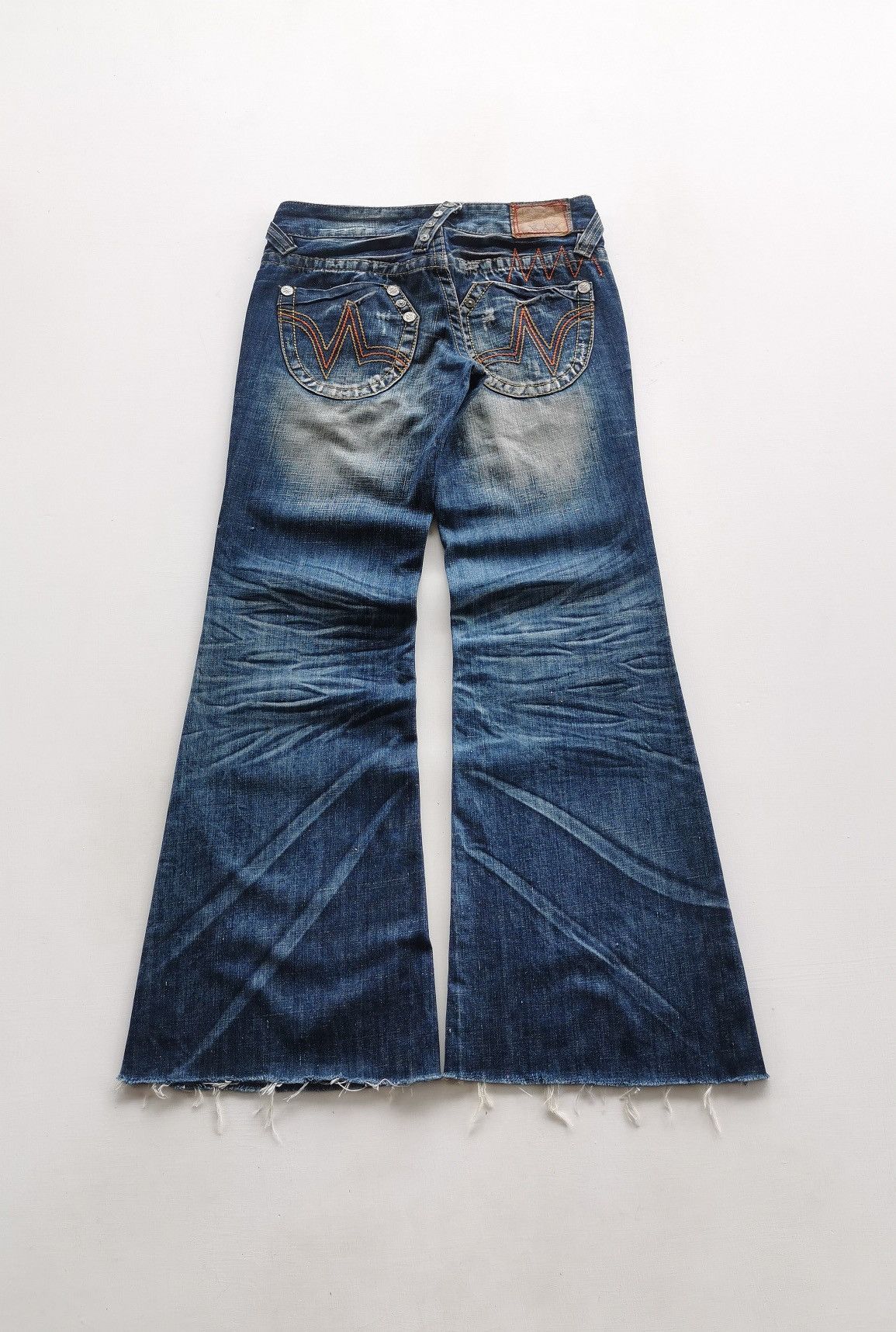 Kapital Wide Flare Lolita Distressed Denim Jeans Size 29" - 6 Thumbnail