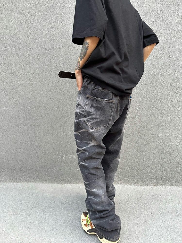 distressed pattern y2k baggy pants