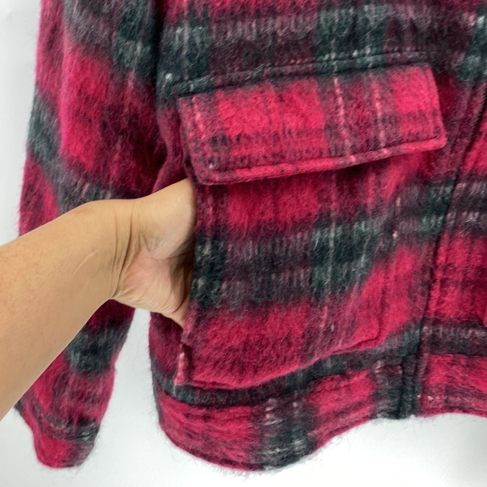 Other Wool blend shacket bomber pink red green in color oversized Size L / US 10 / IT 46 - 2 Thumbnail
