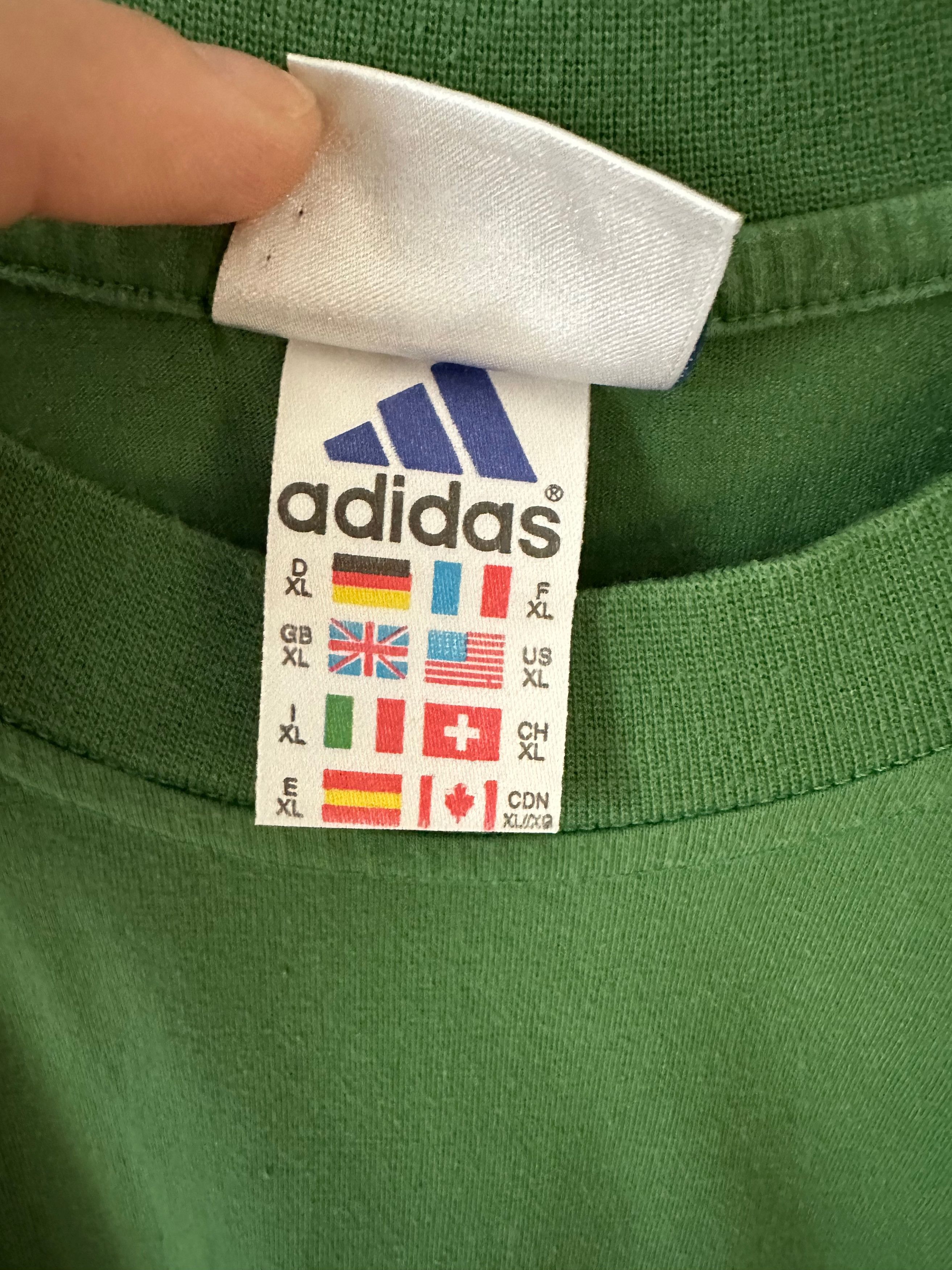 Vintage 90's ADIDAS vintage big logo t shirt green Size US XL / EU 56 / 4 - 4 Thumbnail