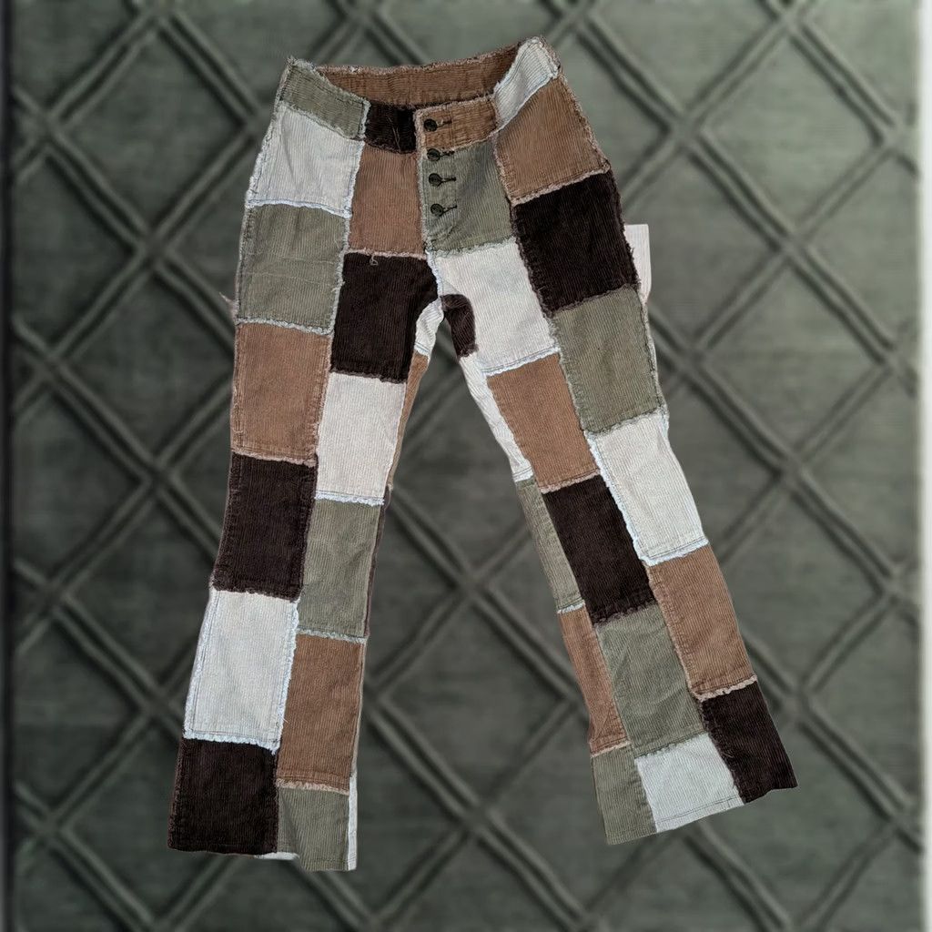 Vintage VINTAGE Zana Di Flared Pants Womens 9 Brown Boho Hippie Festival Disco Patchwork Y2K Size 30" / US 8 / IT 44 - 1 Thumbnail