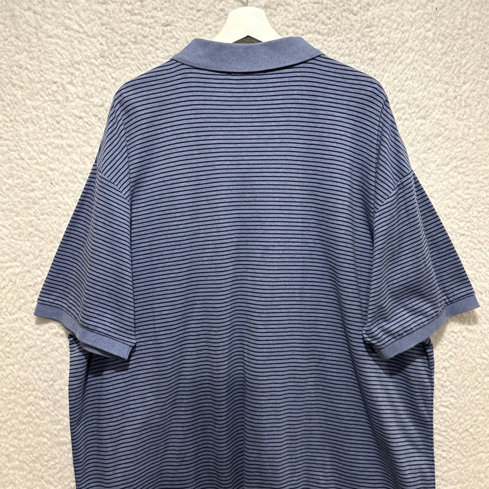 Polo Ralph Lauren VINTAGE? POLO RALPH LAUREN Pima Men 4XB Striped Short Sleeve Polo Shirt Blue Polo Shirt Big & Tall Mens Shirt Size US XXL / EU 58 / 5 - 6 Thumbnail