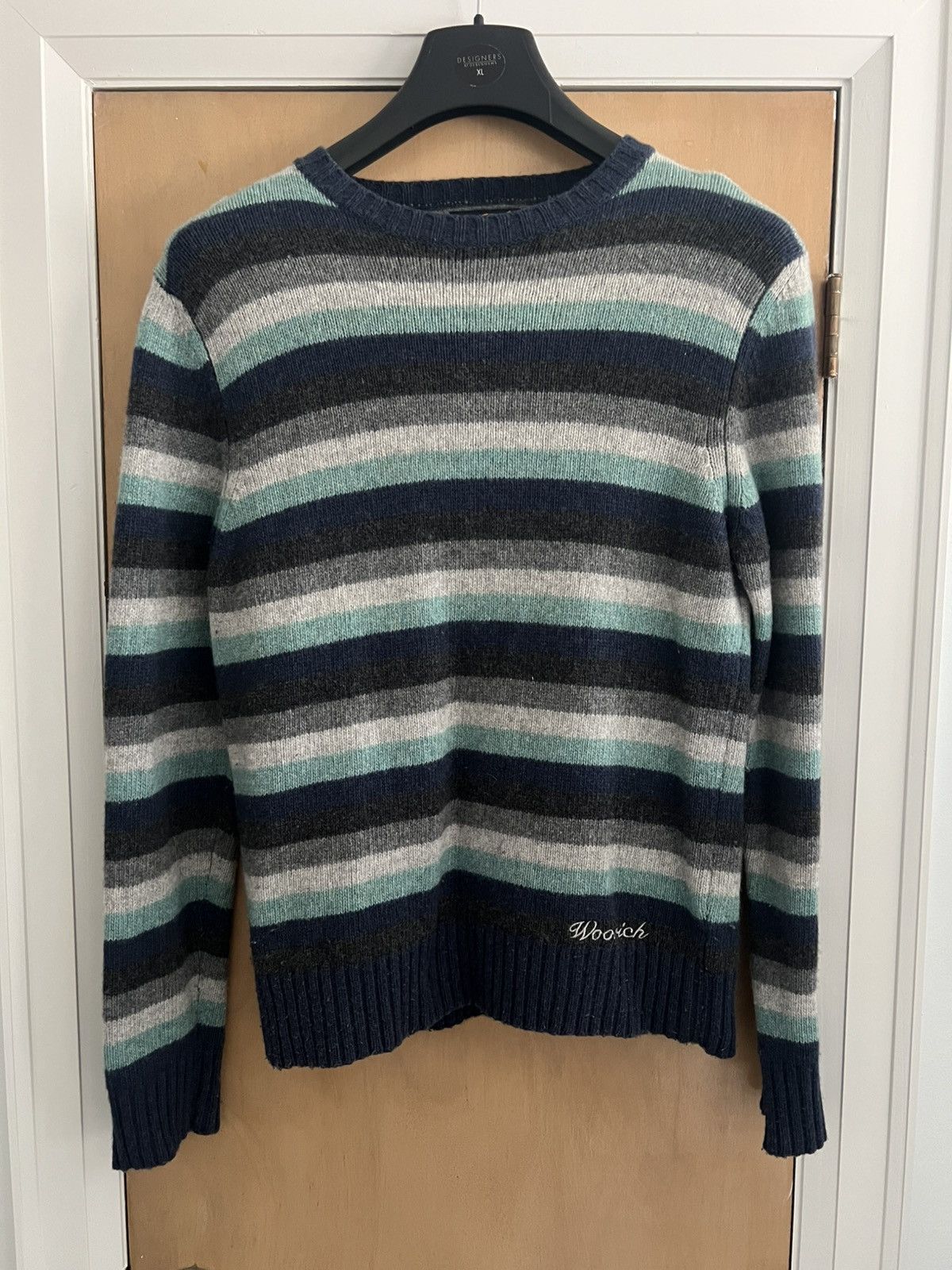 Woolrich Woolen Mills Blue Striped Knit Size US L / EU 52-54 / 3 - 1 Thumbnail