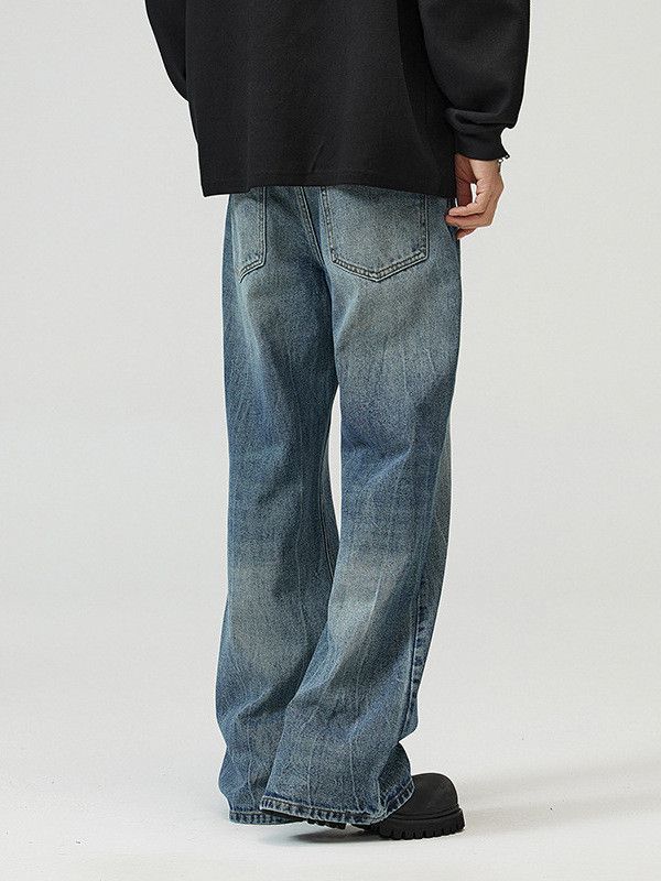 Japanese Brand Men's Lightning Wash American Retro Flared Loose Jeans Size US 32 / EU 48 - 4 Thumbnail