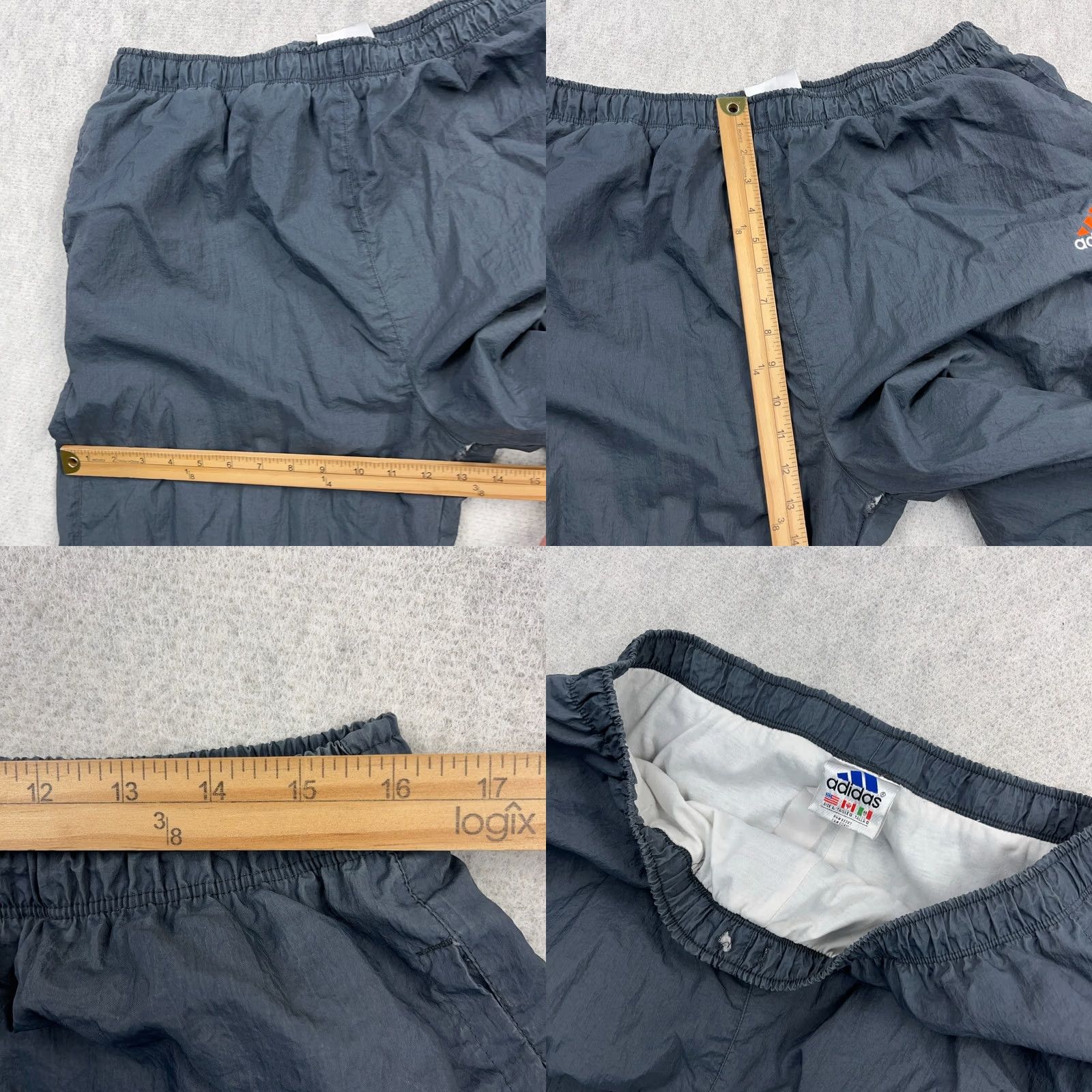 Adidas VINTAGE Adidas Pants Men Large Gray Windbreaker Track Baggy Lined * Size US 33 - 9 Thumbnail