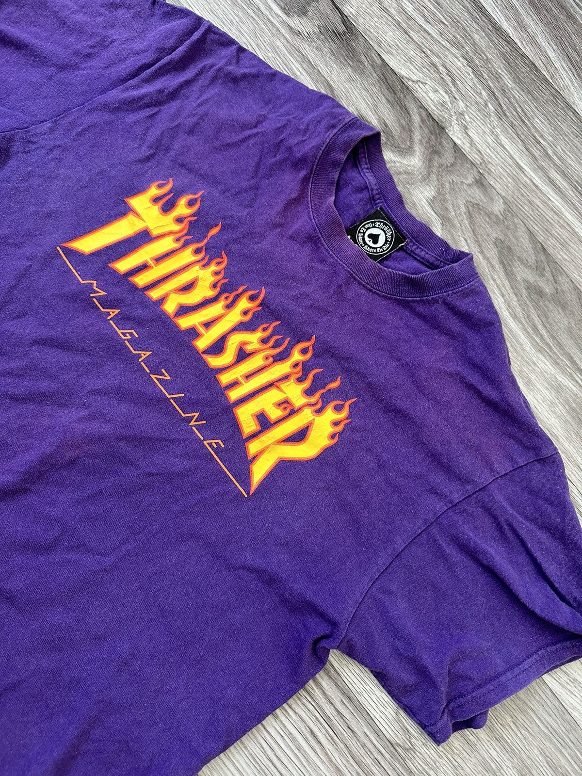 Thrasher PURPLE THRASHER DISTRESSED SHORT SLEEVE T SHIRT SK8 Size US L / EU 52-54 / 3 - 3 Thumbnail