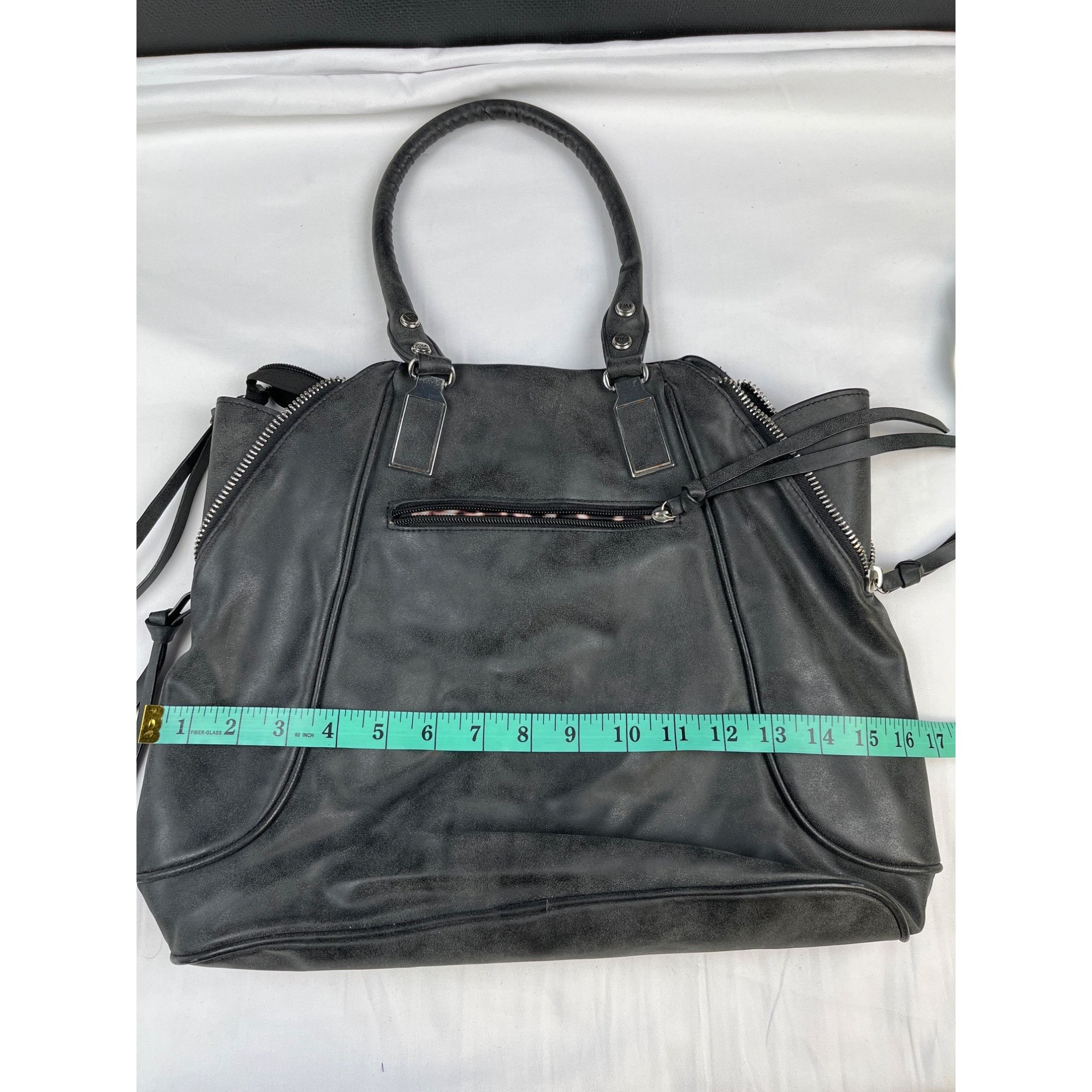 Nicole Miller Nicole Miller Women's Black Faux Worn leather Look Shoulder Size ONE SIZE - 7 Thumbnail