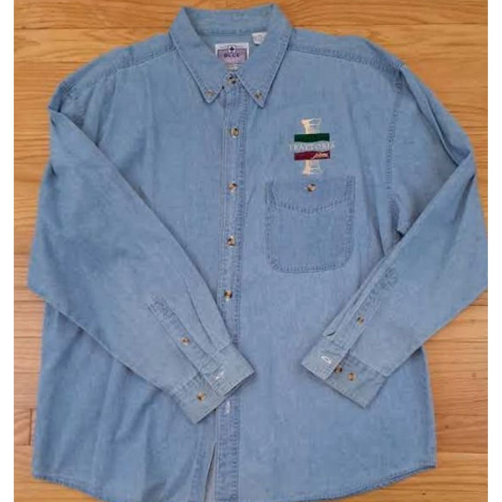 X-LARGE VINTAGE Blue Pointe Shirt XL Long Sleeve Button-Up Blue Italian 30in 25in pit to pit Mens X-Large EUC Size US XL / EU 56 / 4 - 5 Thumbnail