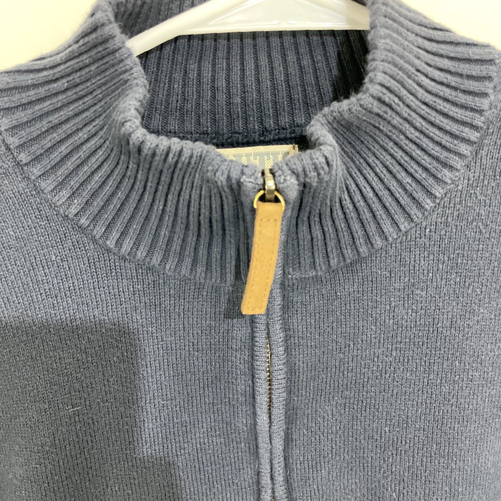 Duluth Trading Company Duluth Trading Co Large Men's Strongarm 1/4 Zip Mock Sweater Navy Cotton Blend Size US L / EU 52-54 / 3 - 3 Thumbnail