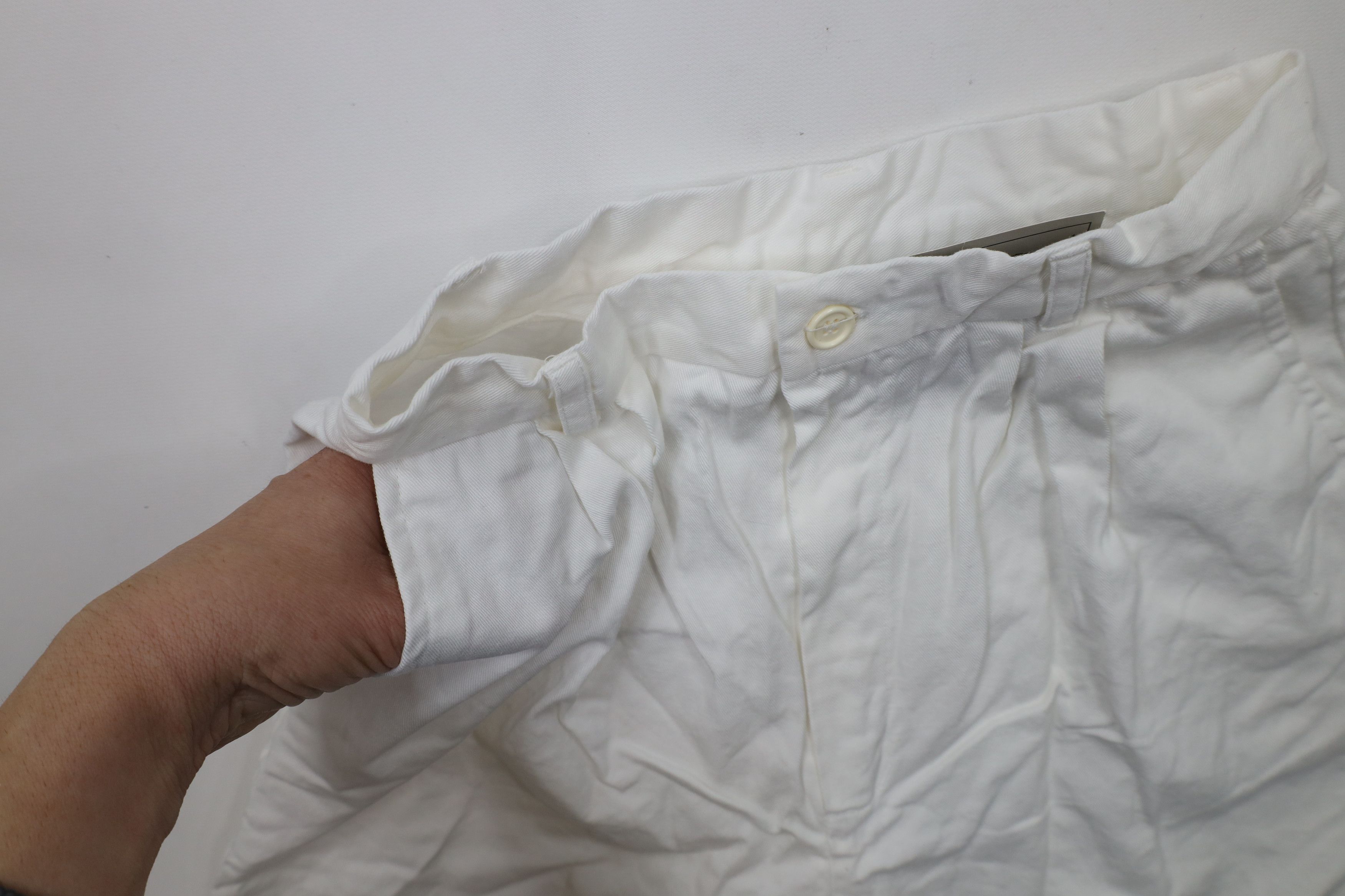 Vintage Deadstock Vintage 90s Streetwear Cuffed Shorts White Cotton Size 36" / US 14 / IT 50 - 8 Thumbnail