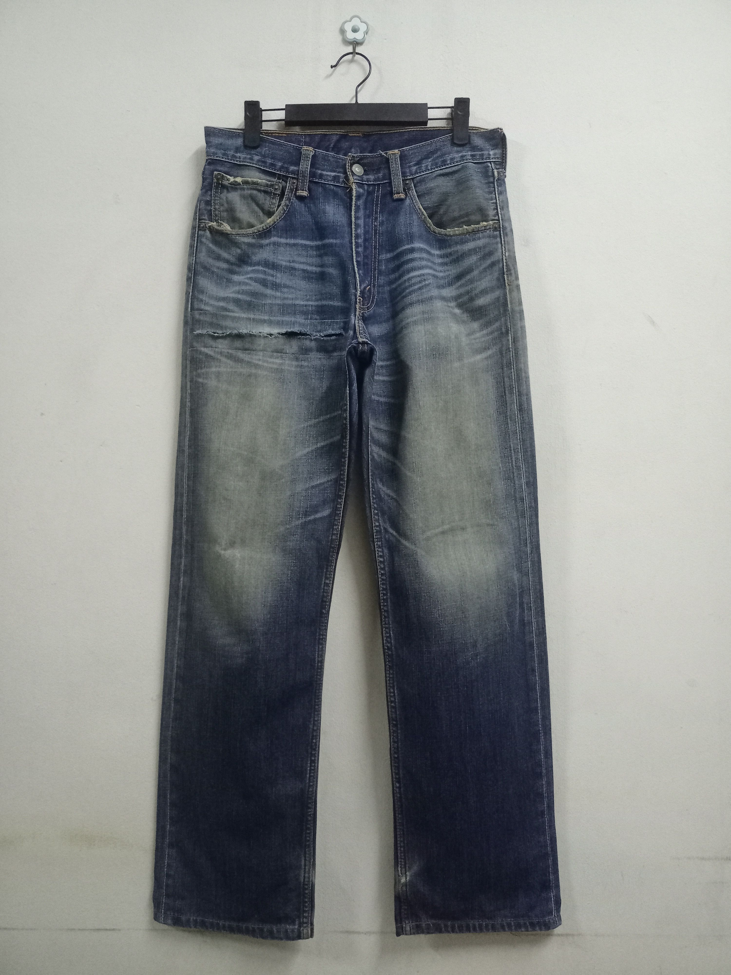 Levi's × Levi's Vintage Clothing Vintage 90s Levis 703 Blue Wash Distressed Baggy Jeans Size US 31 - 1 Thumbnail