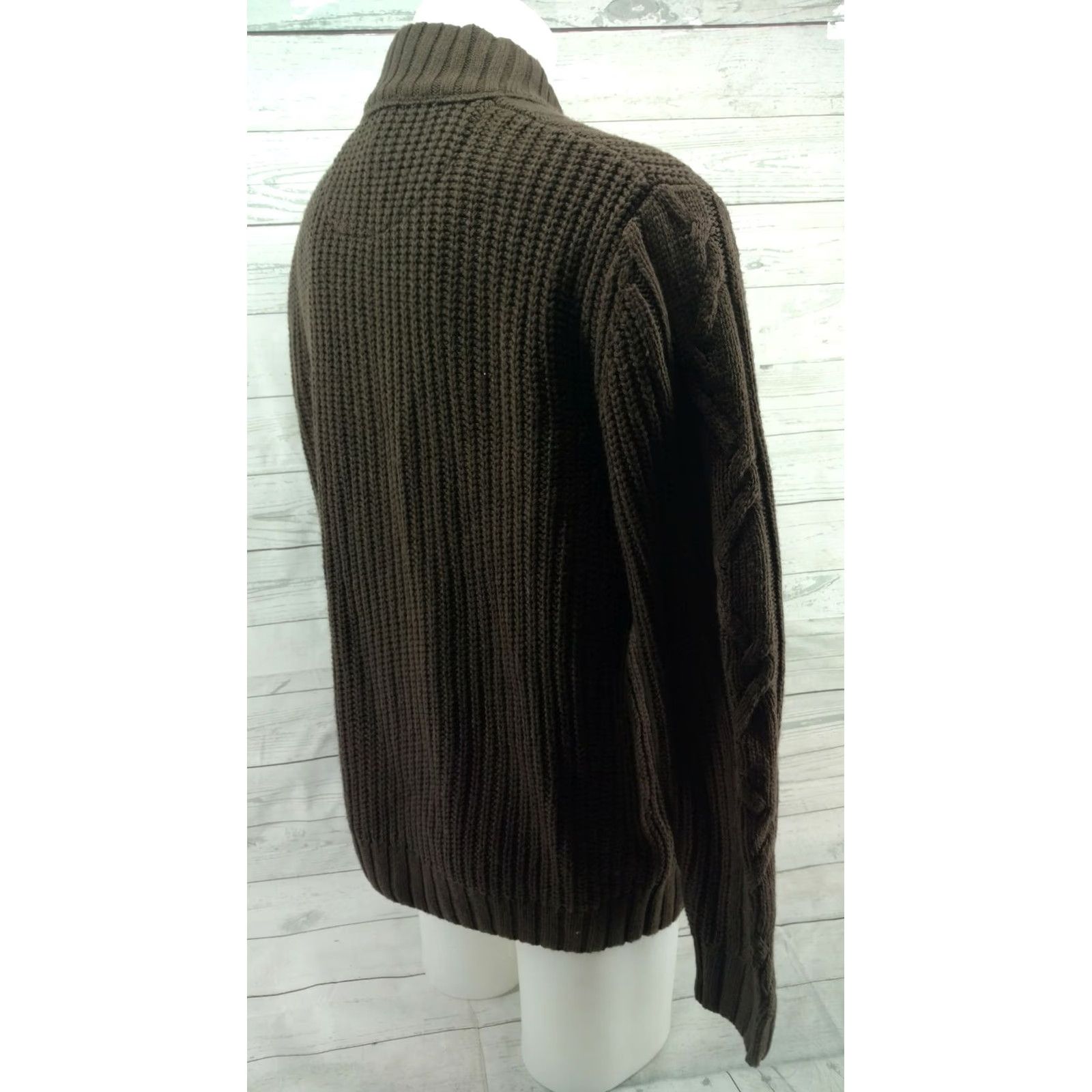 Vintage CABELAS Men's Sweater Cable Knit Brown Mock Neck Outdoor Large Shirt Men Size US L / EU 52-54 / 3 - 6 Thumbnail