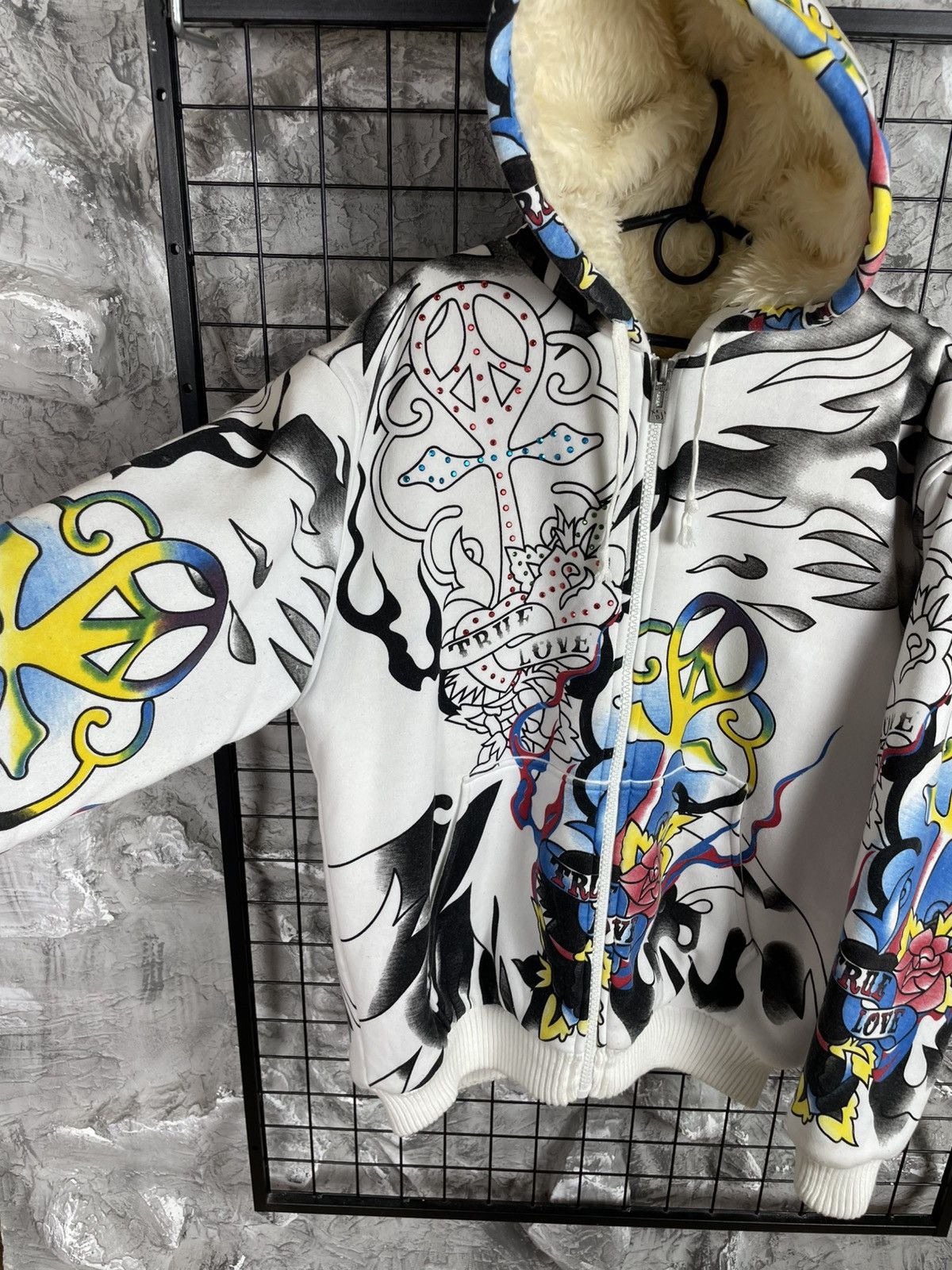 Ed Hardy Really Point Y2K Vintage Tattoo Fur Jacket Affliction Style Size US XL / EU 56 / 4 - 6 Thumbnail