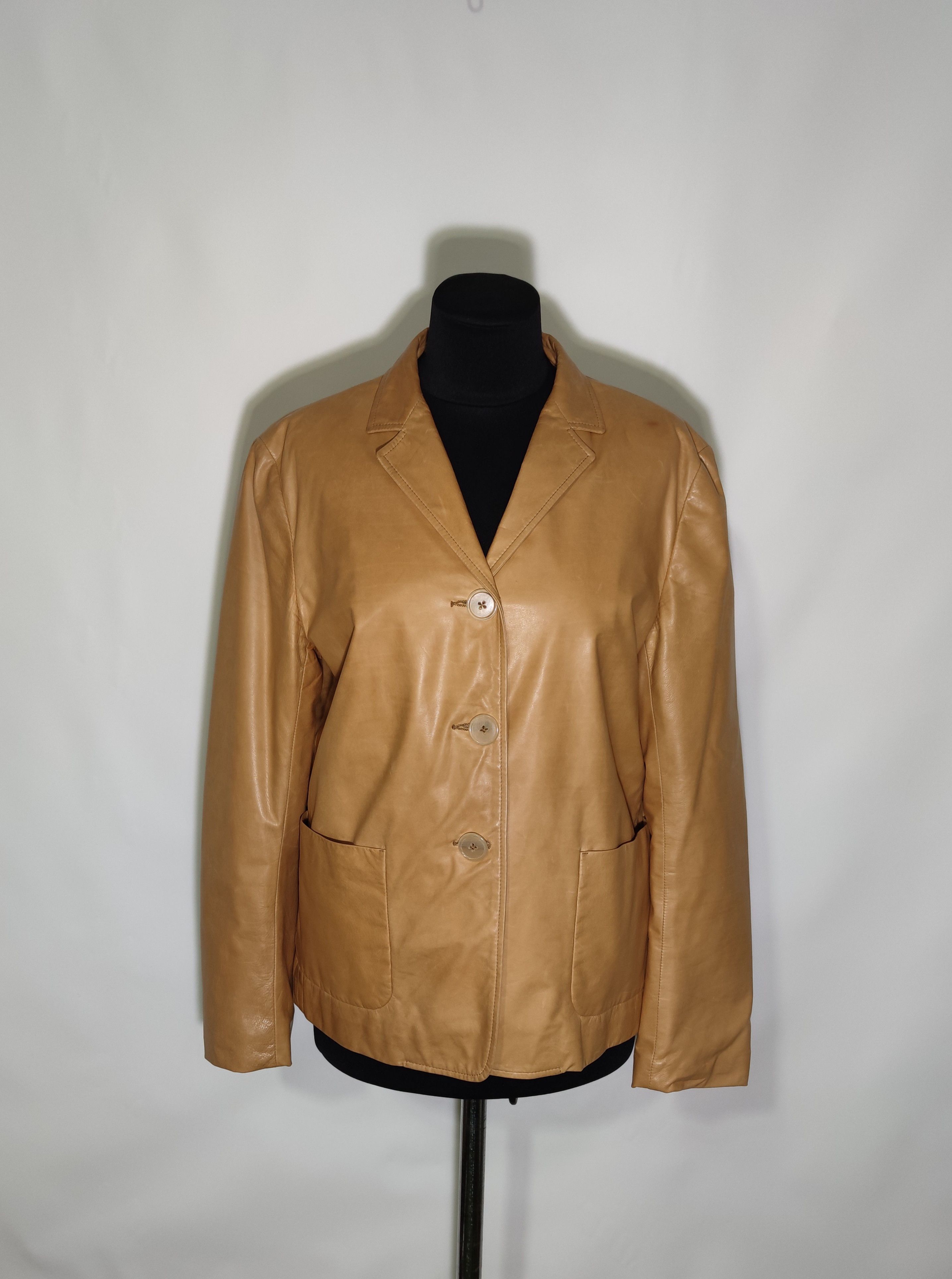 image of Vintage Jil Sander Real Leather Blazer Jacket Brown Leather, Women's (Size Small)