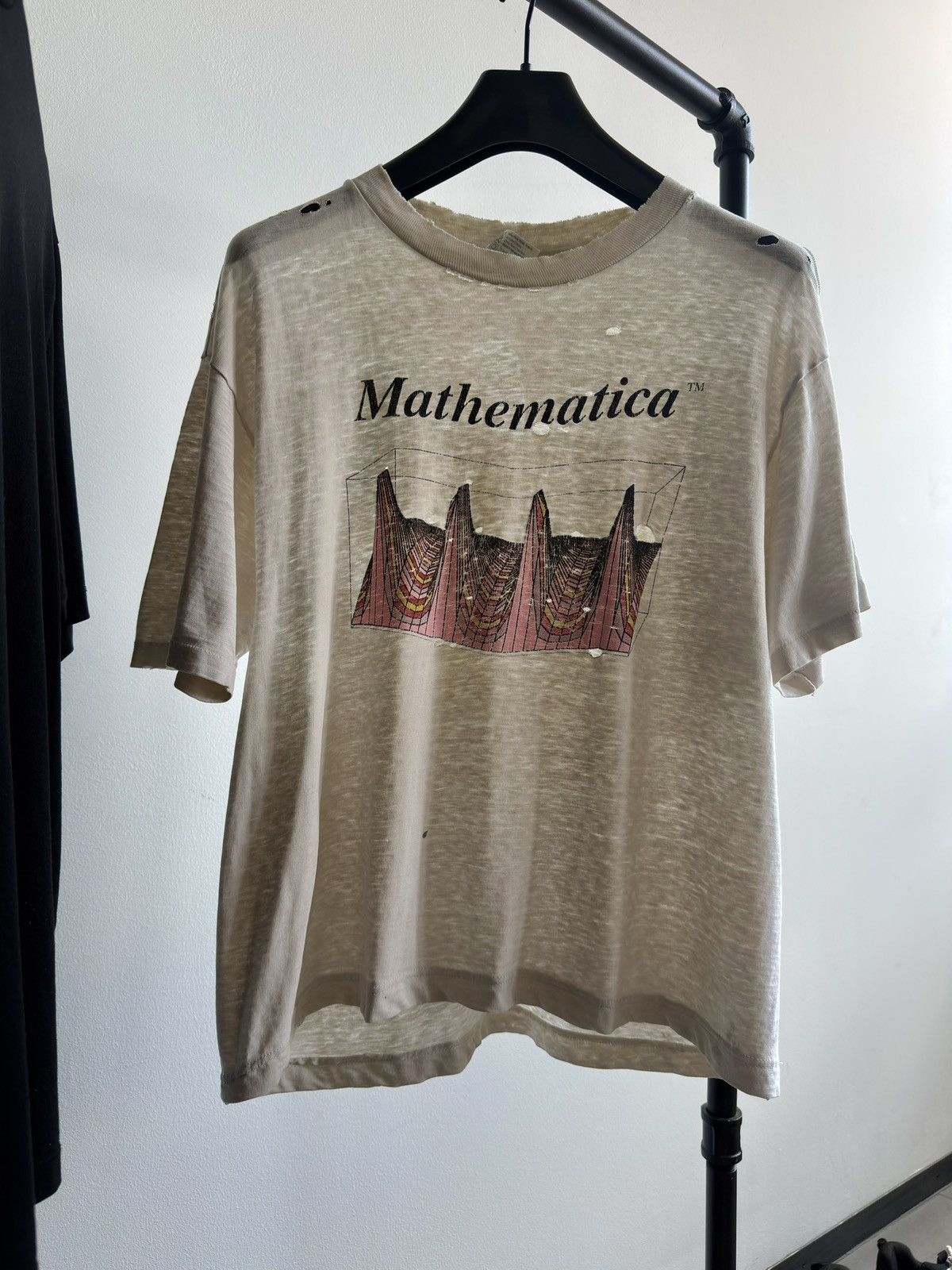 Vintage Vintage 90s Thrashed Faded Mathematica Erd Grunge Band Tee Size US M / EU 48-50 / 2 - 5 Thumbnail