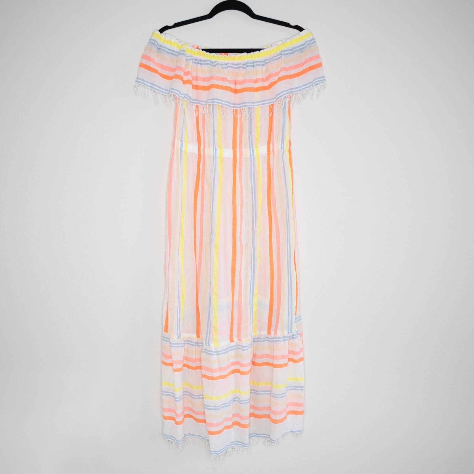 lemlem Lemlem Mokati Beach Dress Stripes Lemon Zest Size L / US 10 / IT 46 - 4 Thumbnail