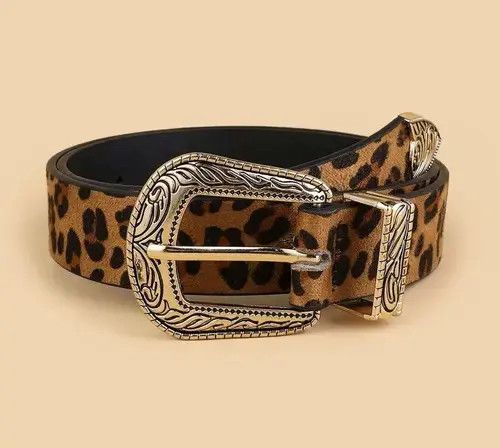VIBE Leopard Color PU Leather Belt Size ONE SIZE - 4 Thumbnail