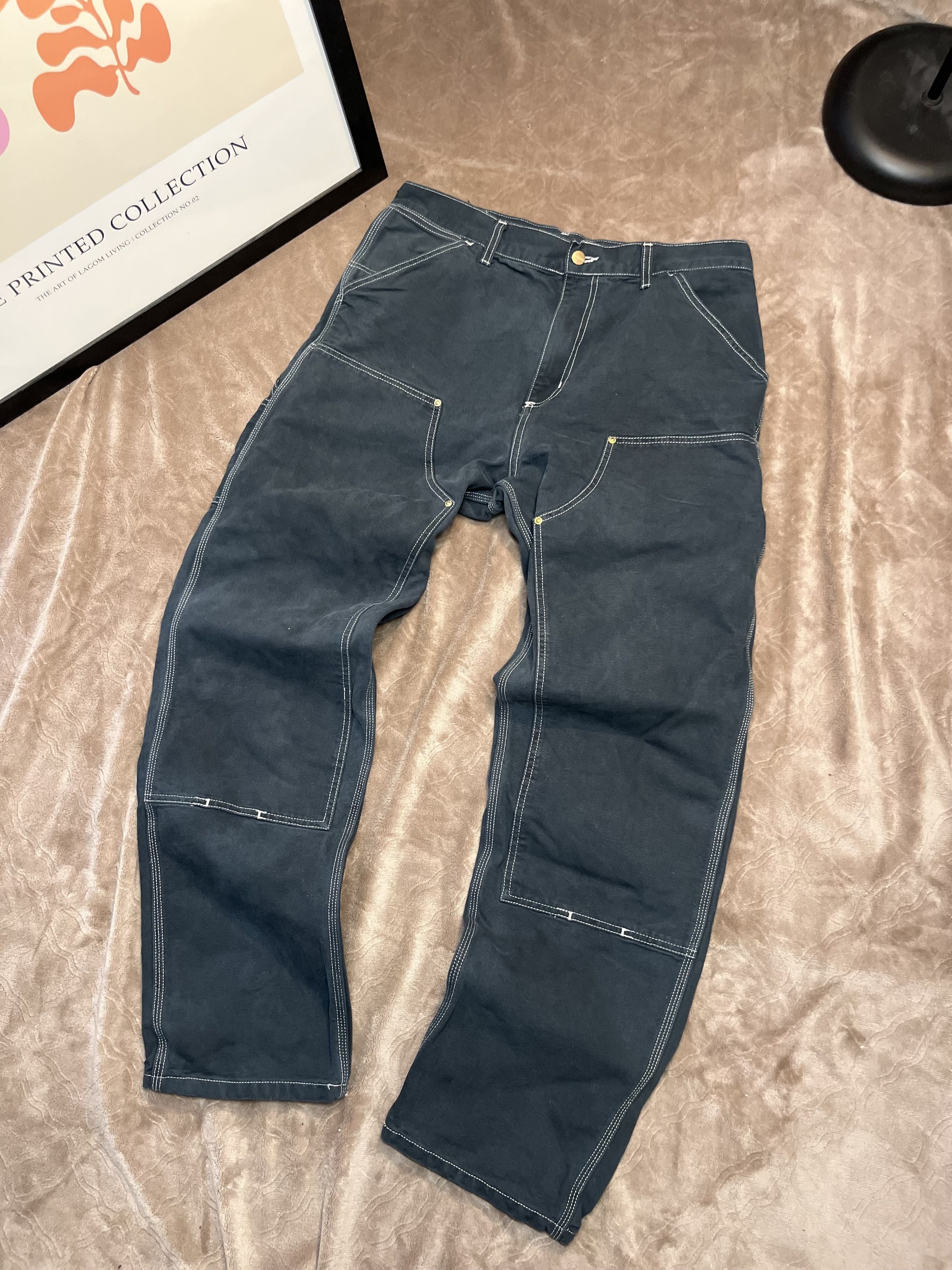 Carhartt Carhartt Double Knee Carpenter Work Pants W33 L34 Faded Size US 33 - 2 Thumbnail