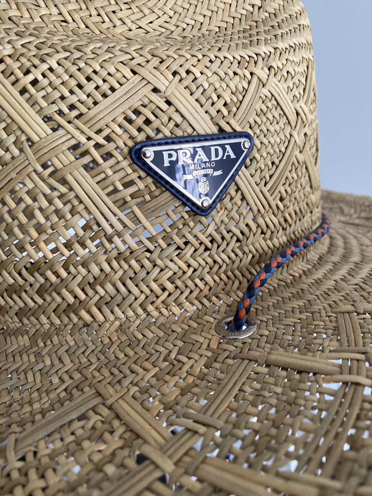Prada Prada Triangle Logo Straw Woven Hat Size ONE SIZE - 2 Thumbnail