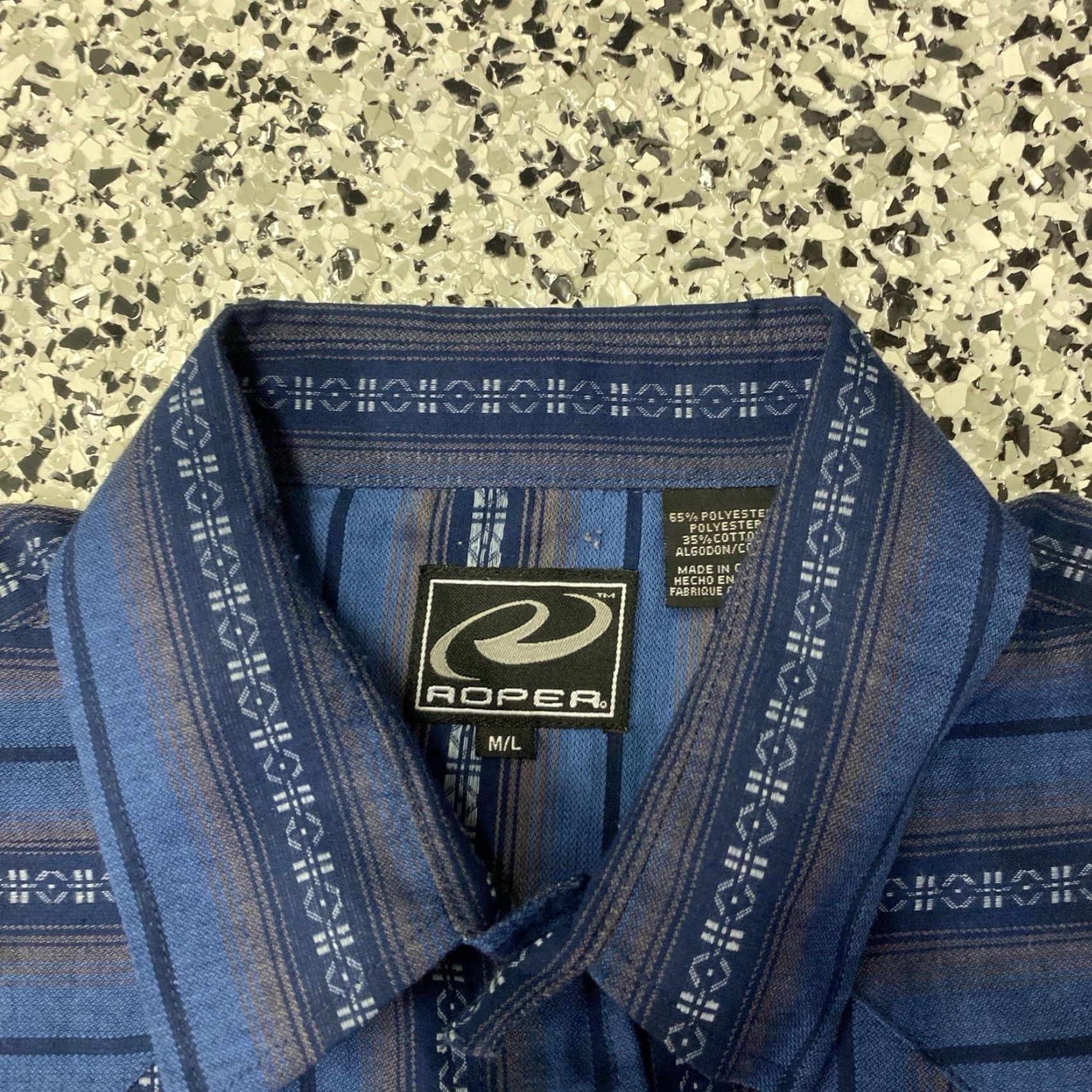 Roper VINTAGE Roper Pearl Snap Shirt Mens M/L Blue Western Long Sleeve Button-Up Crew? (Wait) Size US M / EU 48-50 / 2 - 2 Thumbnail