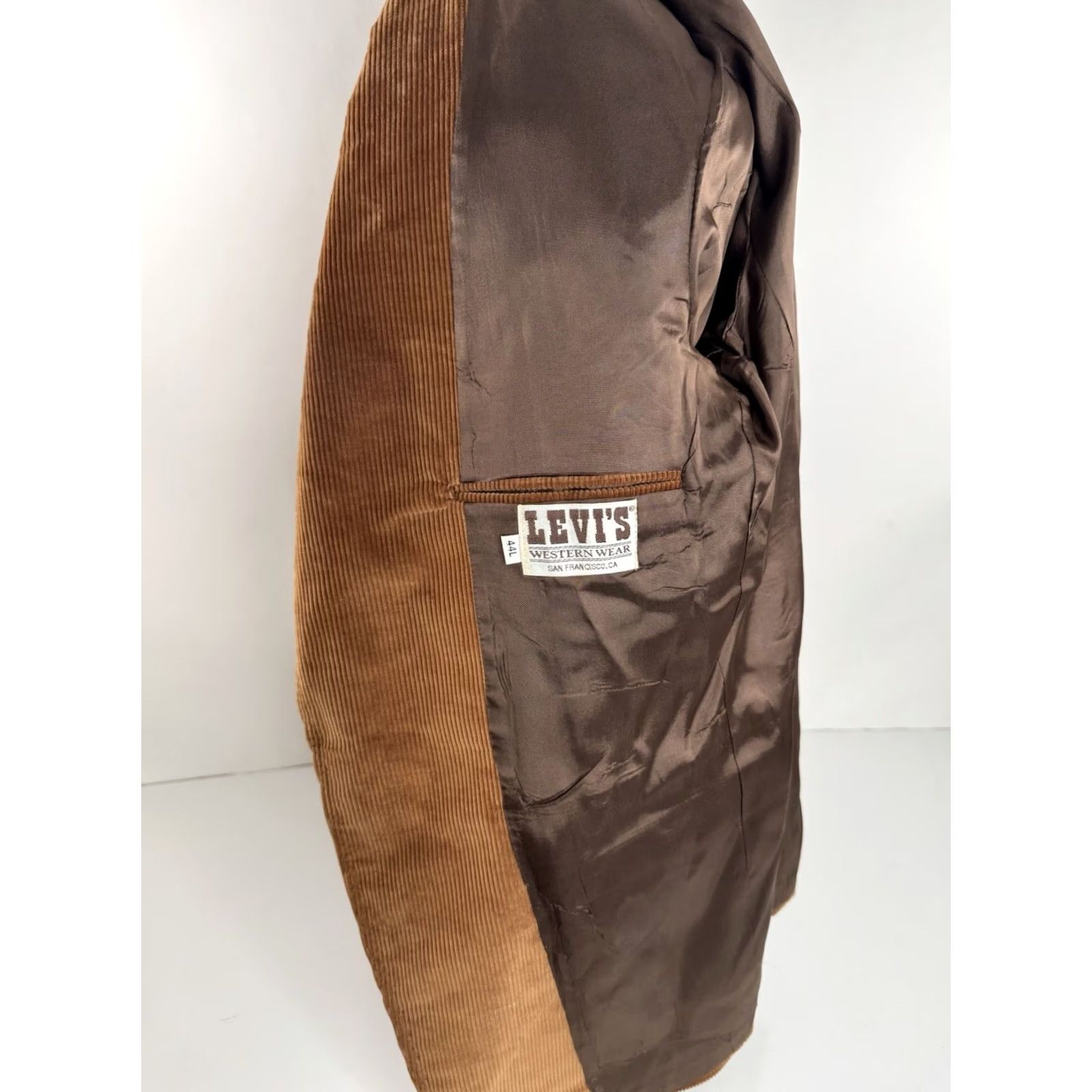 Levi's LEVIS Western Wear Blazer Jacket Long 44 Brown Elbow Patch Vintage EXCELLENT Mens XL Big & Tall Size 44R - 7 Thumbnail