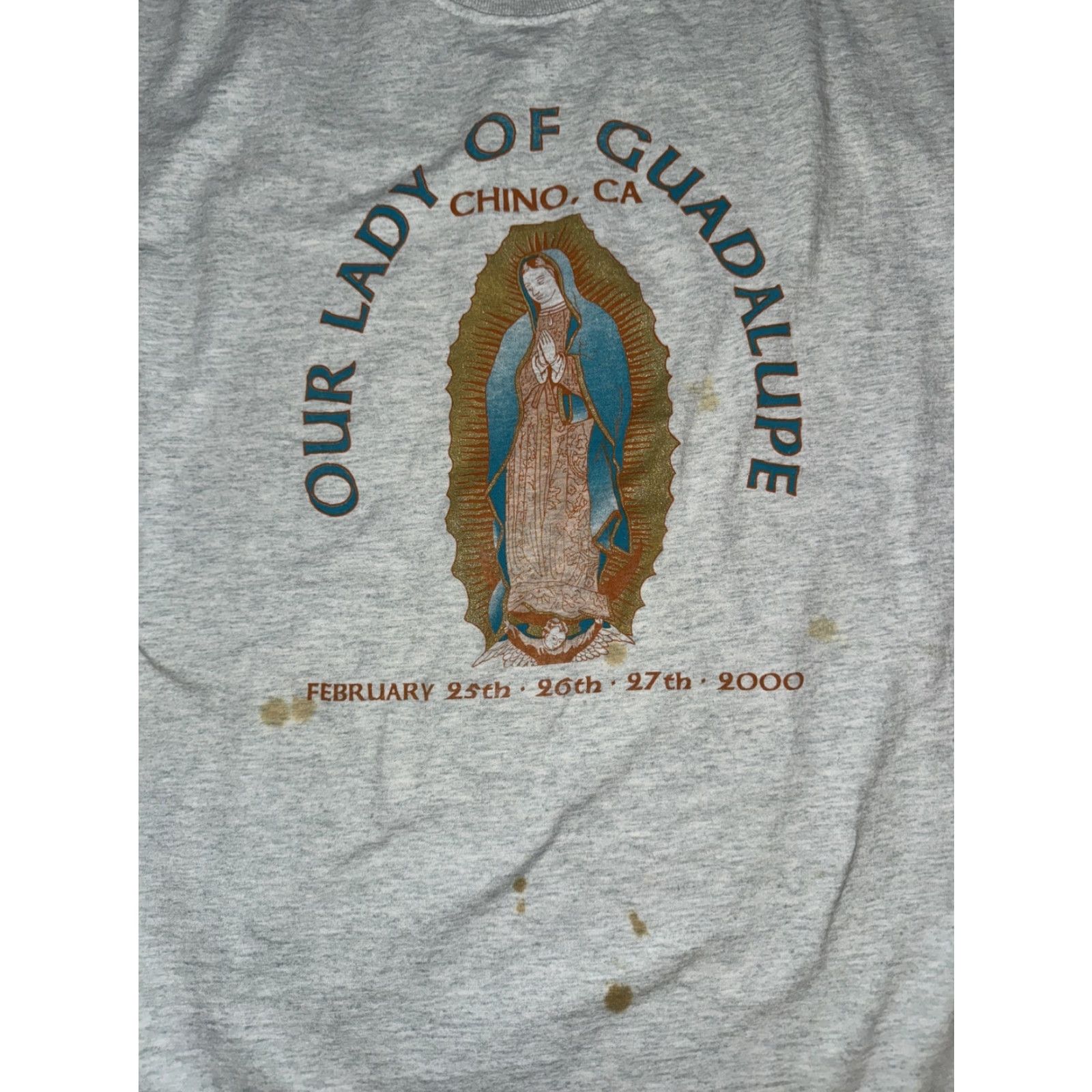 Fruit Of The Loom VINTAGE Virgin De Guadeloupe T-Shirt Gray XL Men 23x29 Fruit of the Loom Y2K Size US XL / EU 56 / 4 - 2 Thumbnail