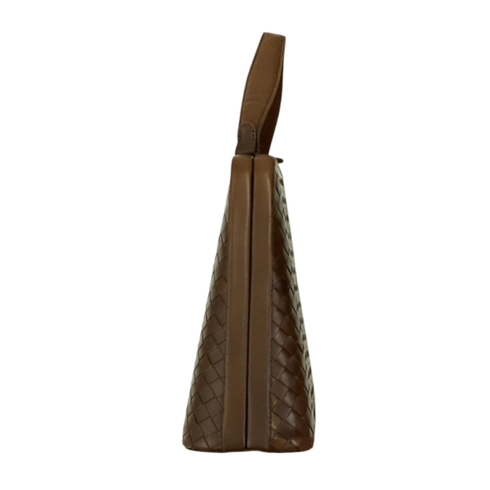 Bottega Veneta Intrecciato Brown Clip Leather Hand Bag Size ONE SIZE - 3 Thumbnail