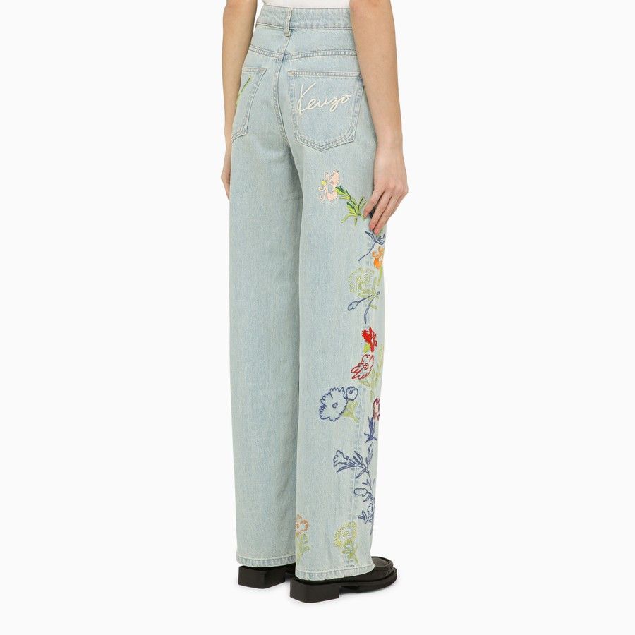 Kenzo o1d2blof0824 Jeans With Denim Flower Embroidery Size 25" / US 0 / IT 36 - 4 Thumbnail