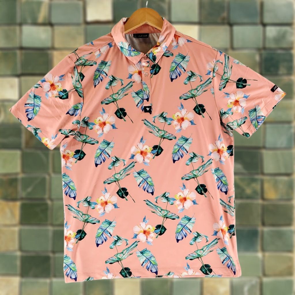 Vintage Bad Birdie Polo Shirt Pink Floral Short Sleeve Mens L Size US L / EU 52-54 / 3 - 1 Thumbnail