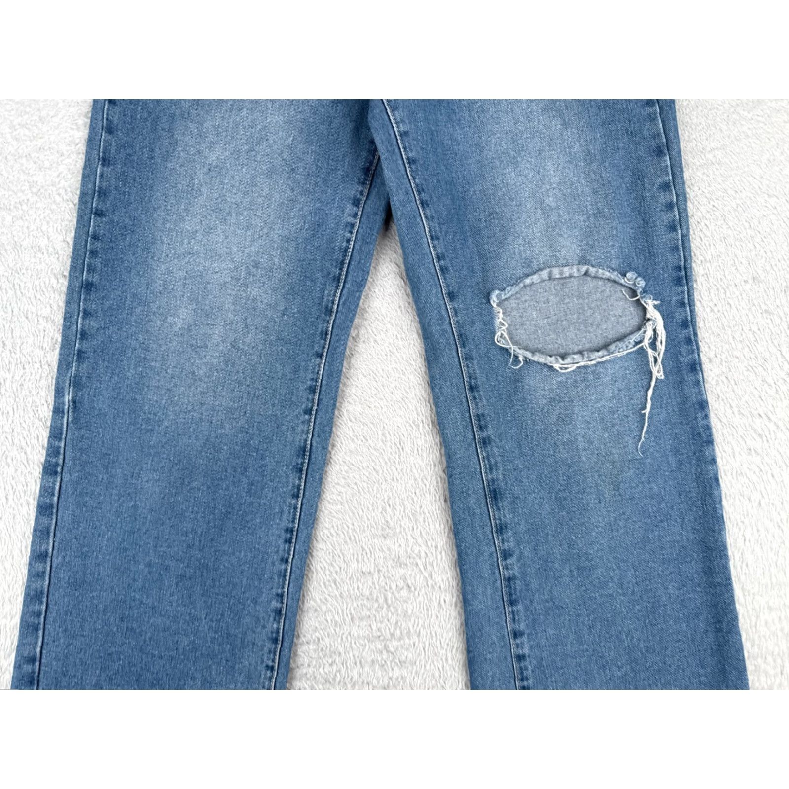 Vintage Denim Blvd Jeans Women 28 Blue Distressed High Rise Wide-Leg 28x29 Cotton Blend 5-Pocket Denim Jeans Womens Vintage No Size 28" / US 6 / IT 42 - 3 Thumbnail