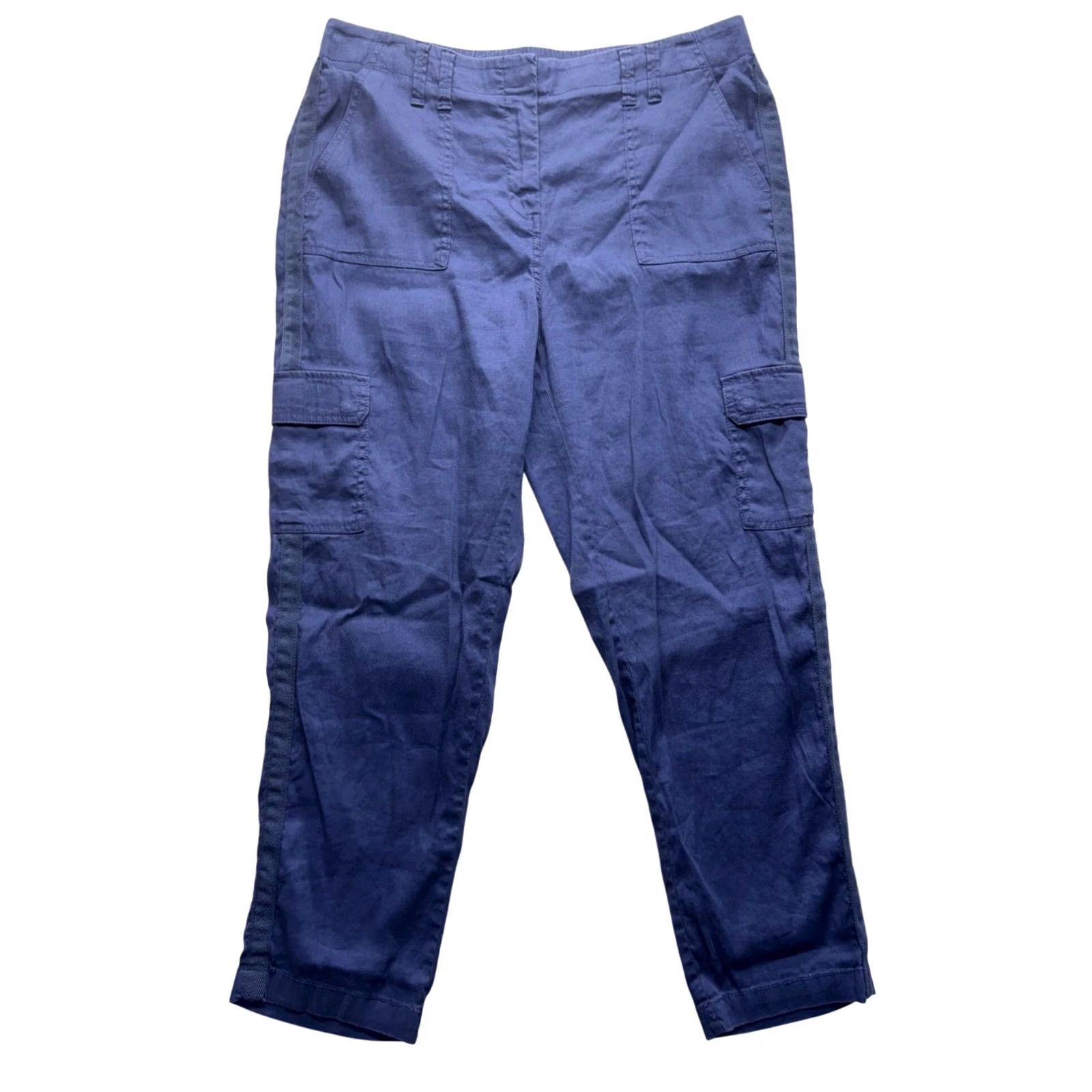 Vintage Chicos Women's Pants Cargo Crop Linen-Blend Pocket 33in Waist 2 Blue Size 26" / US 2 / IT 38 - 2 Thumbnail