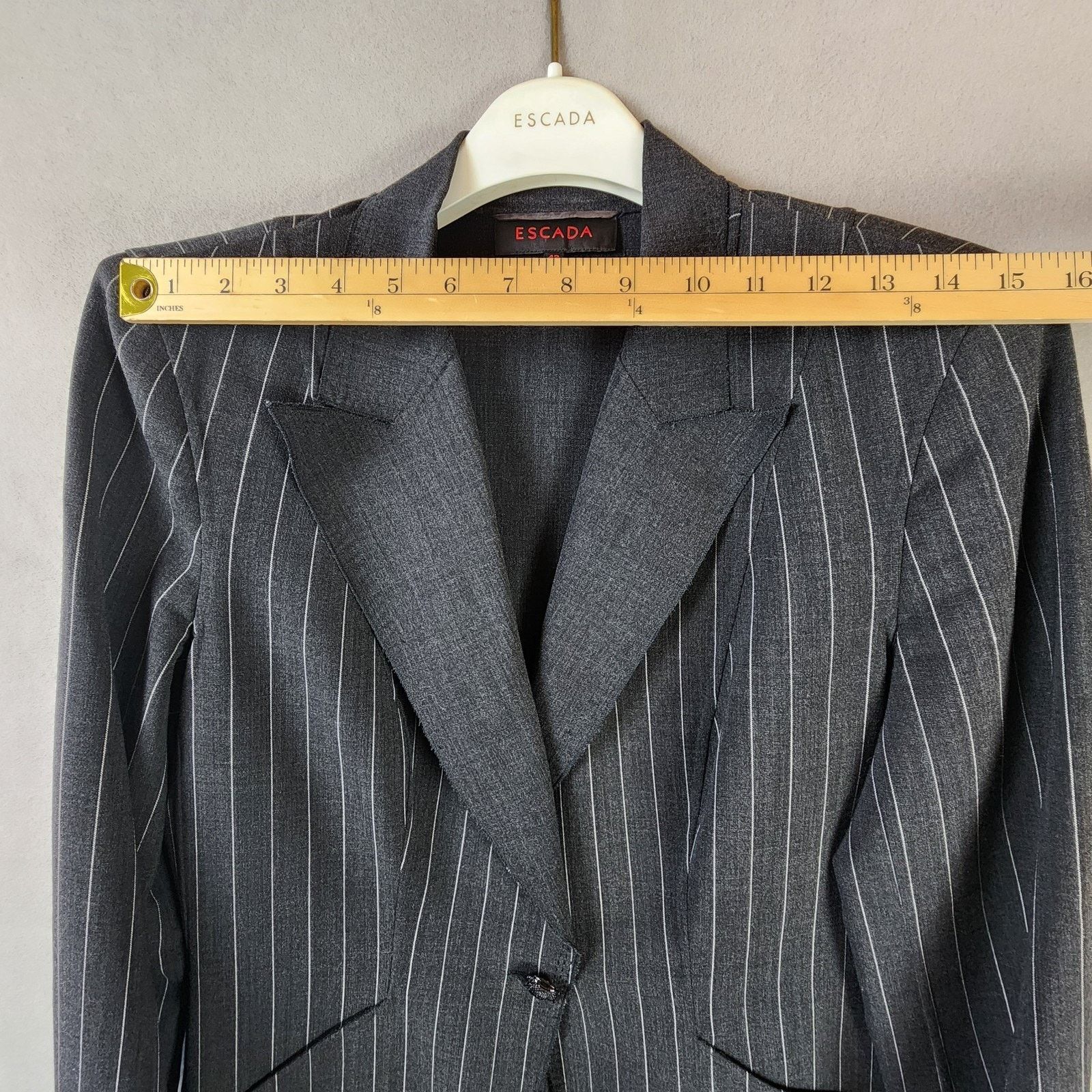 Escada Escada Pinstripe Pant Suit Blazer+Trousers Women Sz 12 Wool Size XL / US 12-14 / IT 48-50 - 6 Thumbnail