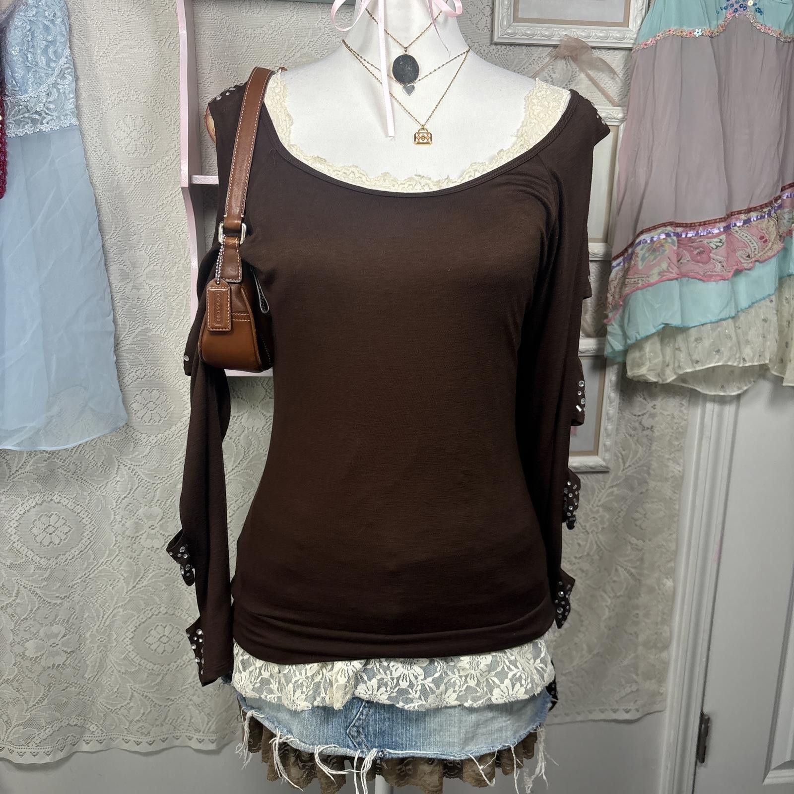 Other y2k grunge rhinestone cutout blouse Size M / US 6-8 / IT 42-44 - 4 Thumbnail