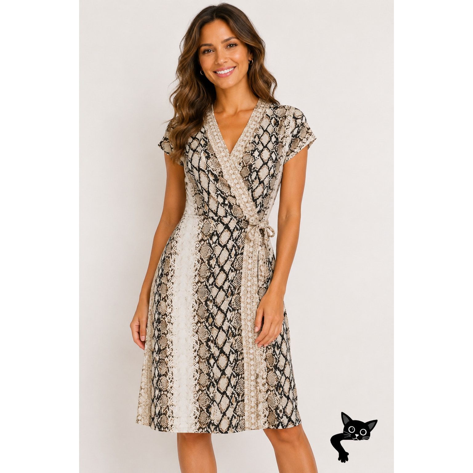 Joie Joie Porcelain Bethwyn C Snakeskin Wrap A-Line Dress SM Size S / US 4 / IT 40 - 3 Thumbnail