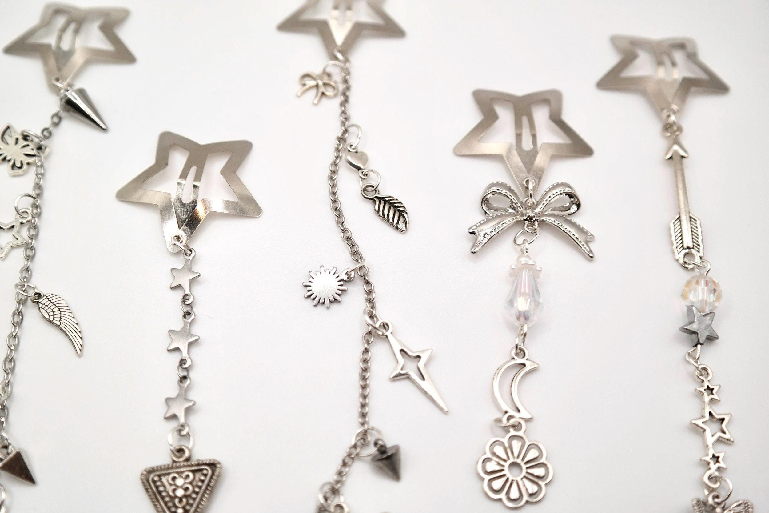 Handmade Silver Star Decorated Hair Clips Size ONE SIZE - 7 Thumbnail