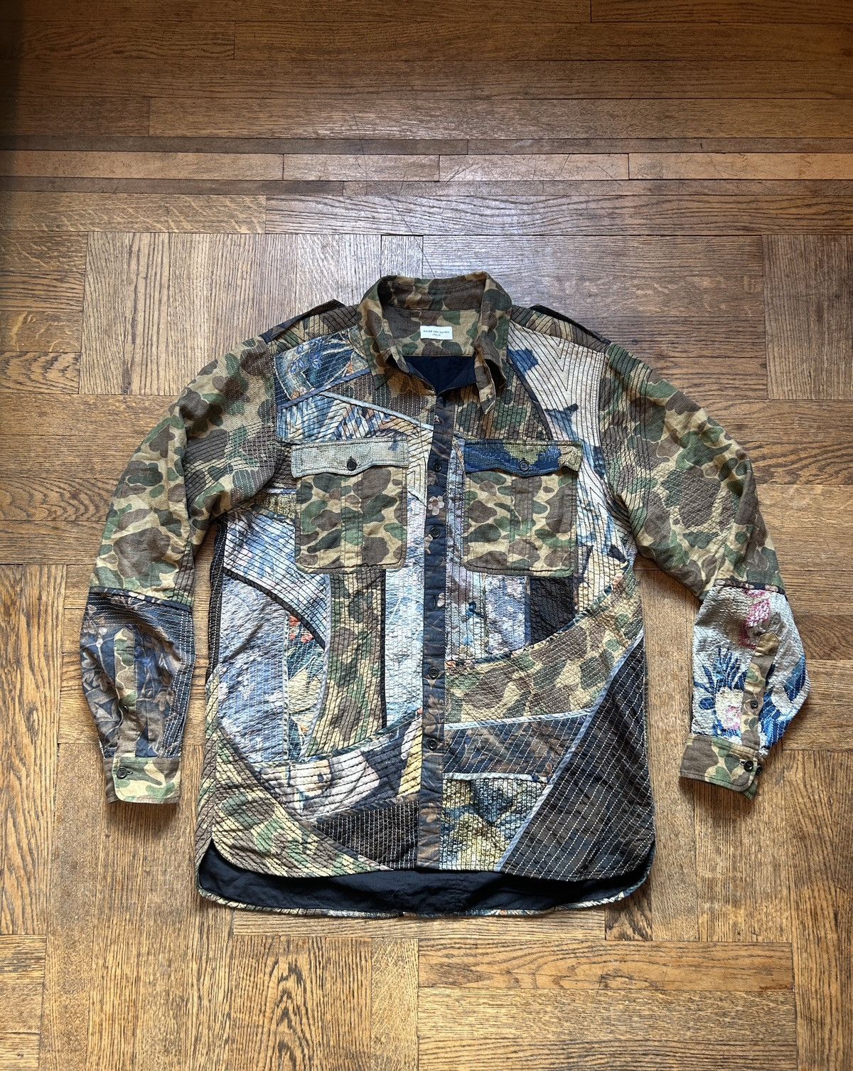Dries Van Noten SS17 Camo Tapestry Patchwork Military Overshirt 