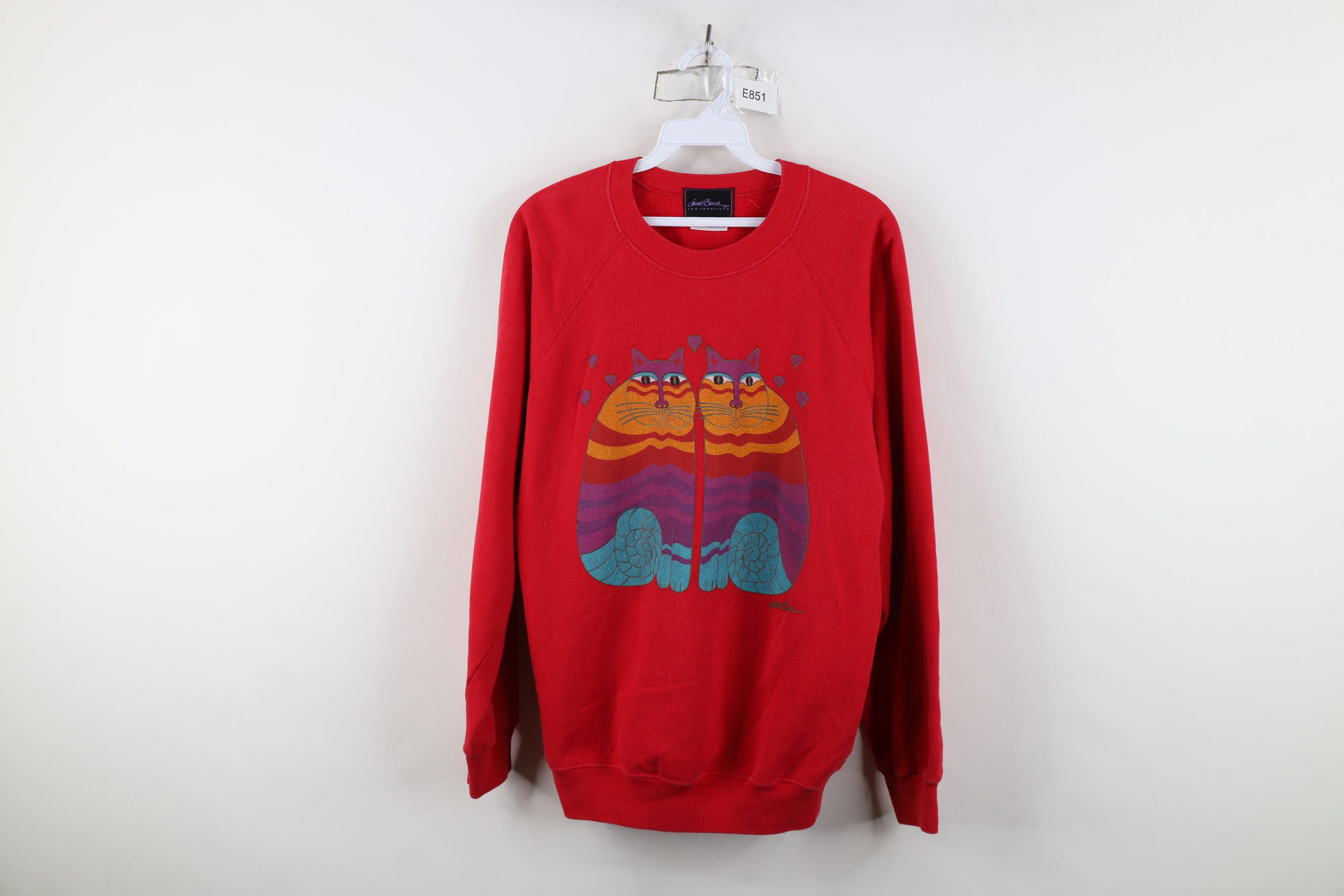 Vintage Vintage 80s Streetwear Rainbow Cat Kitten Sweatshirt USA Size L / US 10 / IT 46 - 1 Thumbnail