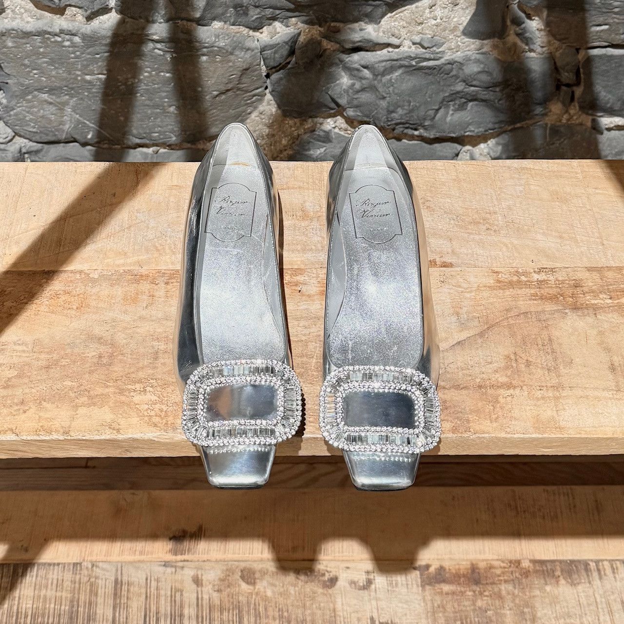 Roger Vivier Roger Vivier Belle Vivier Strass Silver Leather Ballet Flats Size US 7 / IT 37 - 3 Thumbnail