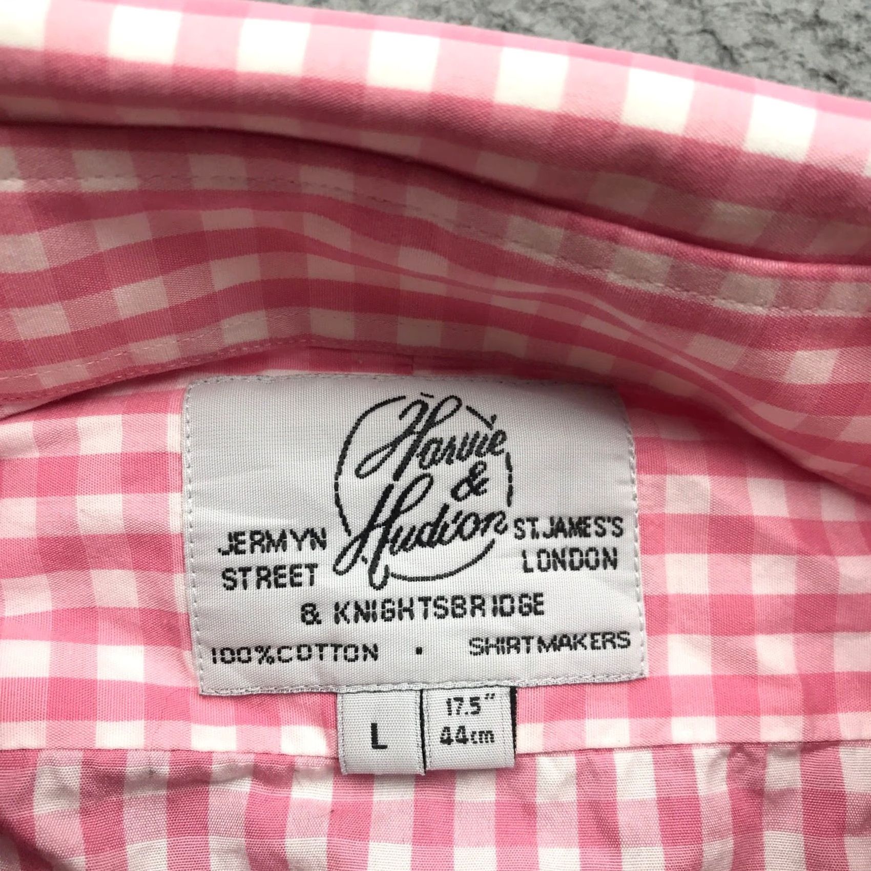 Hudson Harvie & Hudson Shirt Long Sleeve Button-Up Men Large Gingham Check Pink Size 42R - 4 Thumbnail