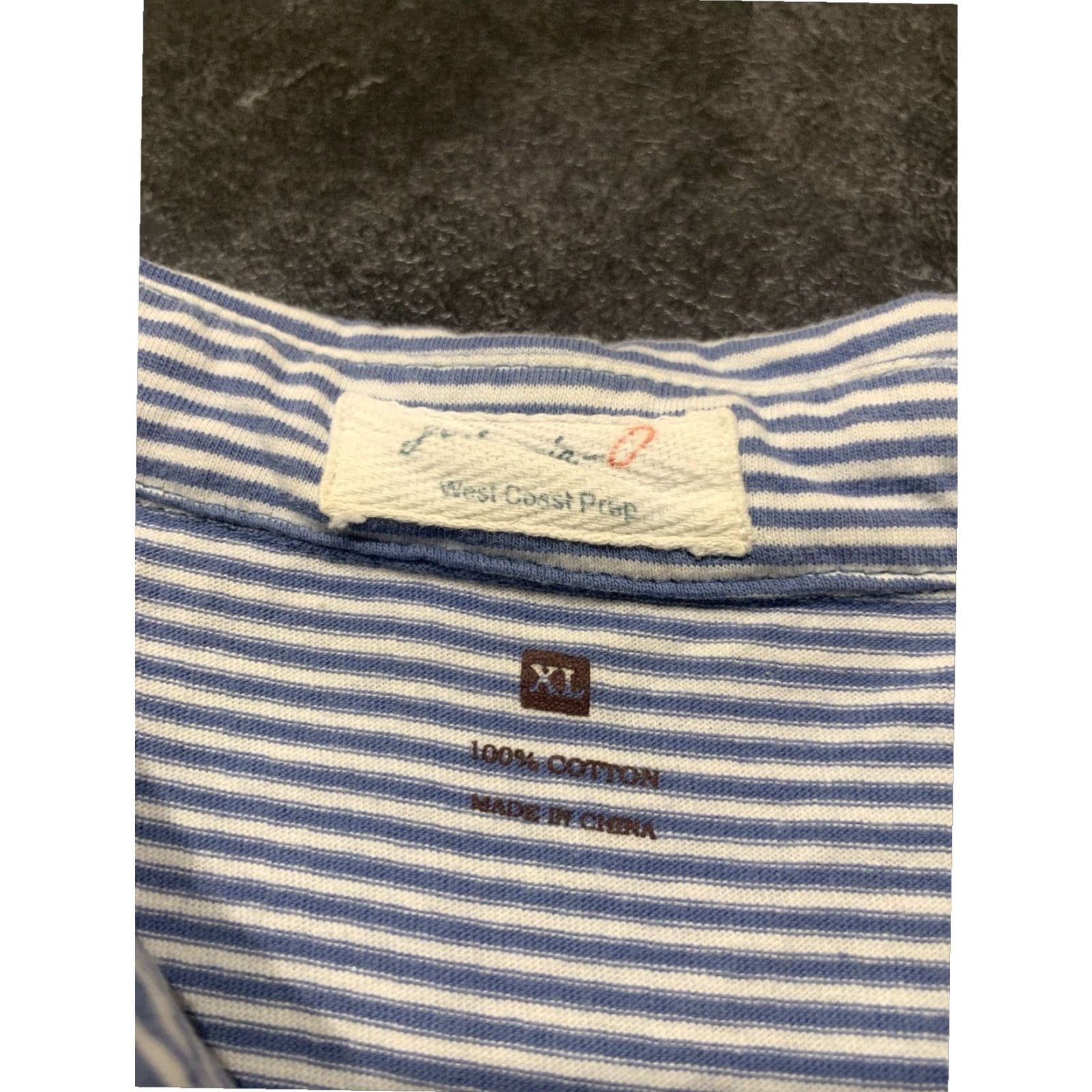 johnnie-O Mens Johnnie-O Polo Shirt XL Blue White Striped Short Sleeve Cotton Embroidered Logo Classic Golf Size US XL / EU 56 / 4 - 5 Thumbnail