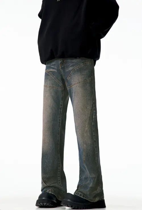 VIBE Men's vintage washed distressed American style bootcut jeans Size US 32 / EU 48 - 4 Thumbnail