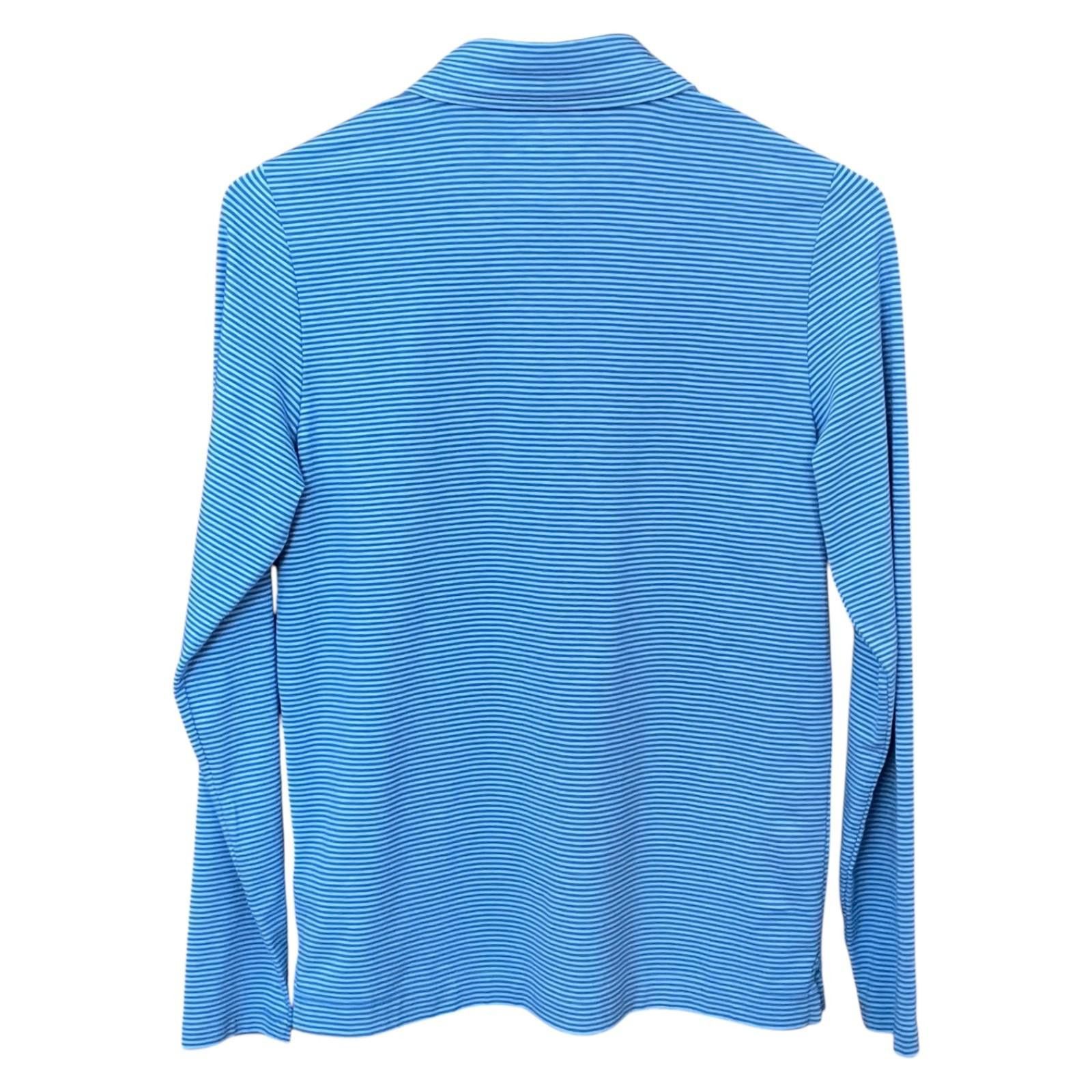 Vineyard Vines Vineyard Vines Youth M Sankaty Perf LS Polo Aqua Stripe Size US M / EU 48-50 / 2 - 2 Thumbnail