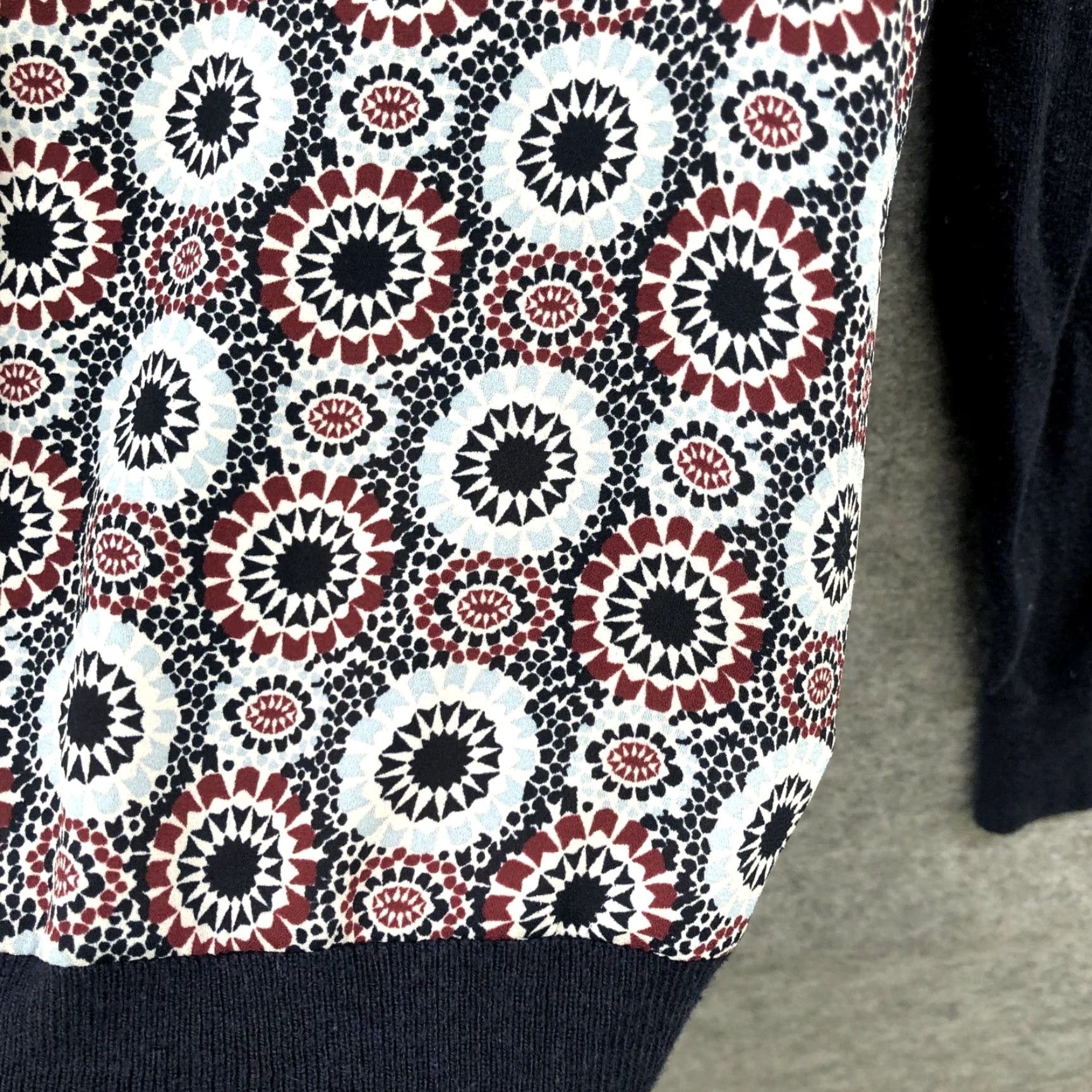 Ann Taylor VINTAGE Ann Taylor Cardigan Womens S Chiffon Mixed Media Button Front Printed Black Size S / US 4 / IT 40 - 6 Thumbnail