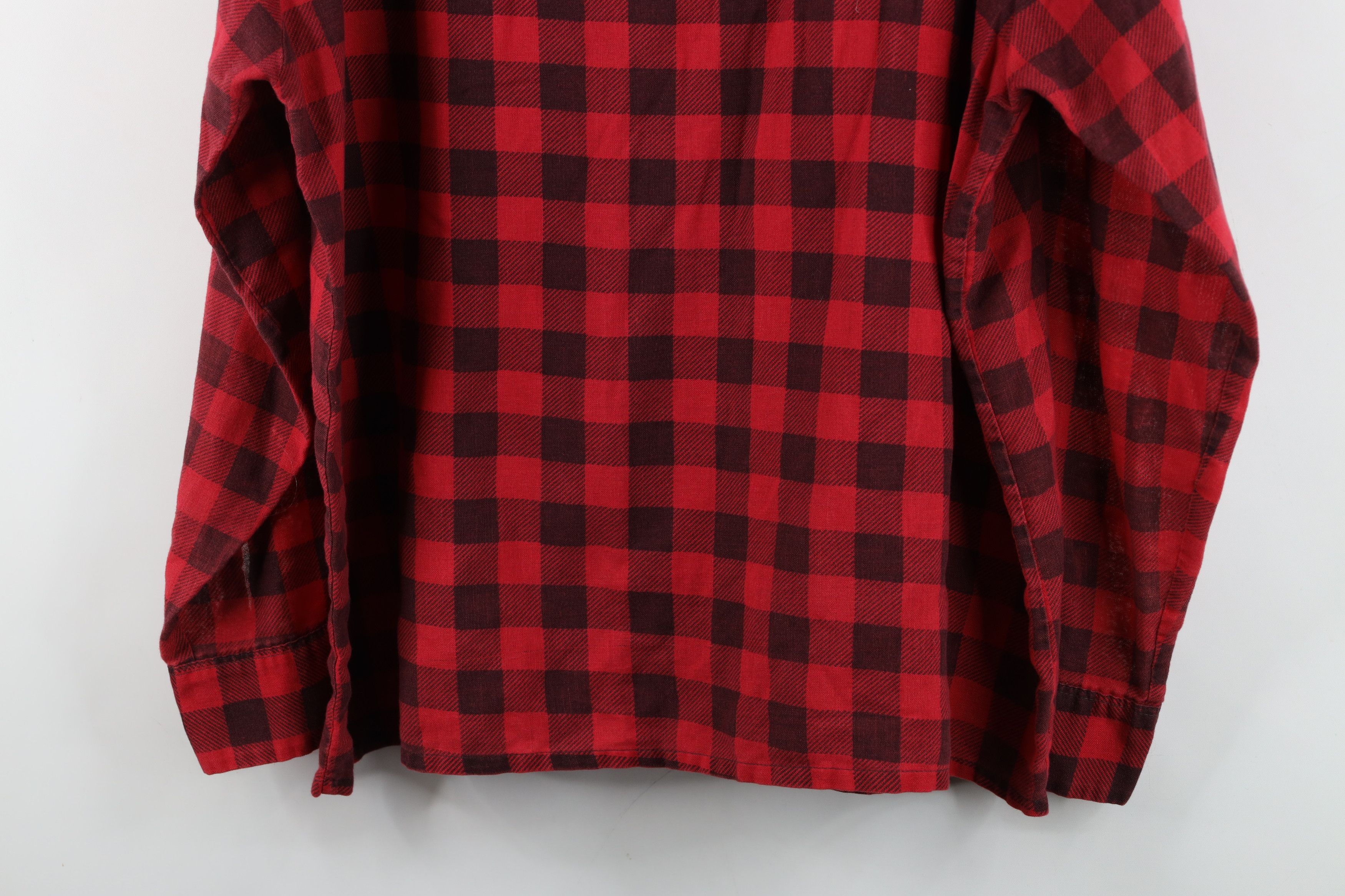 Vintage Vintage 70s Streetwear Flannel Collared Button Shirt Red Size US XL / EU 56 / 4 - 14 Thumbnail