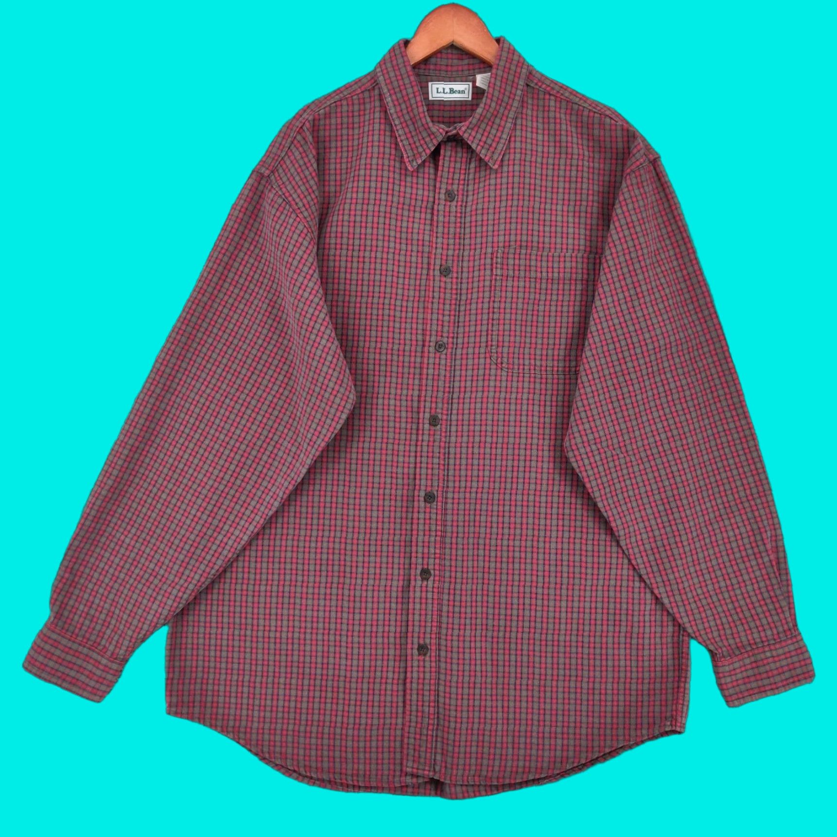 Vintage L.L. Bean Flannel Shirt Men's Big & Tall Large Check Plaid Workwear Casual All Seasons