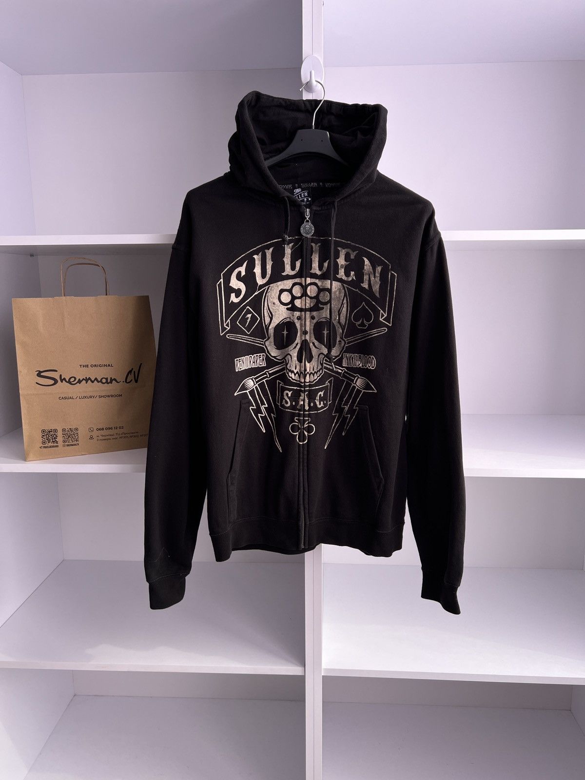 Vintage Vintage Sullen Ed Hardy Style Skull zip sweatshirt Size US L / EU 52-54 / 3 - 3 Thumbnail