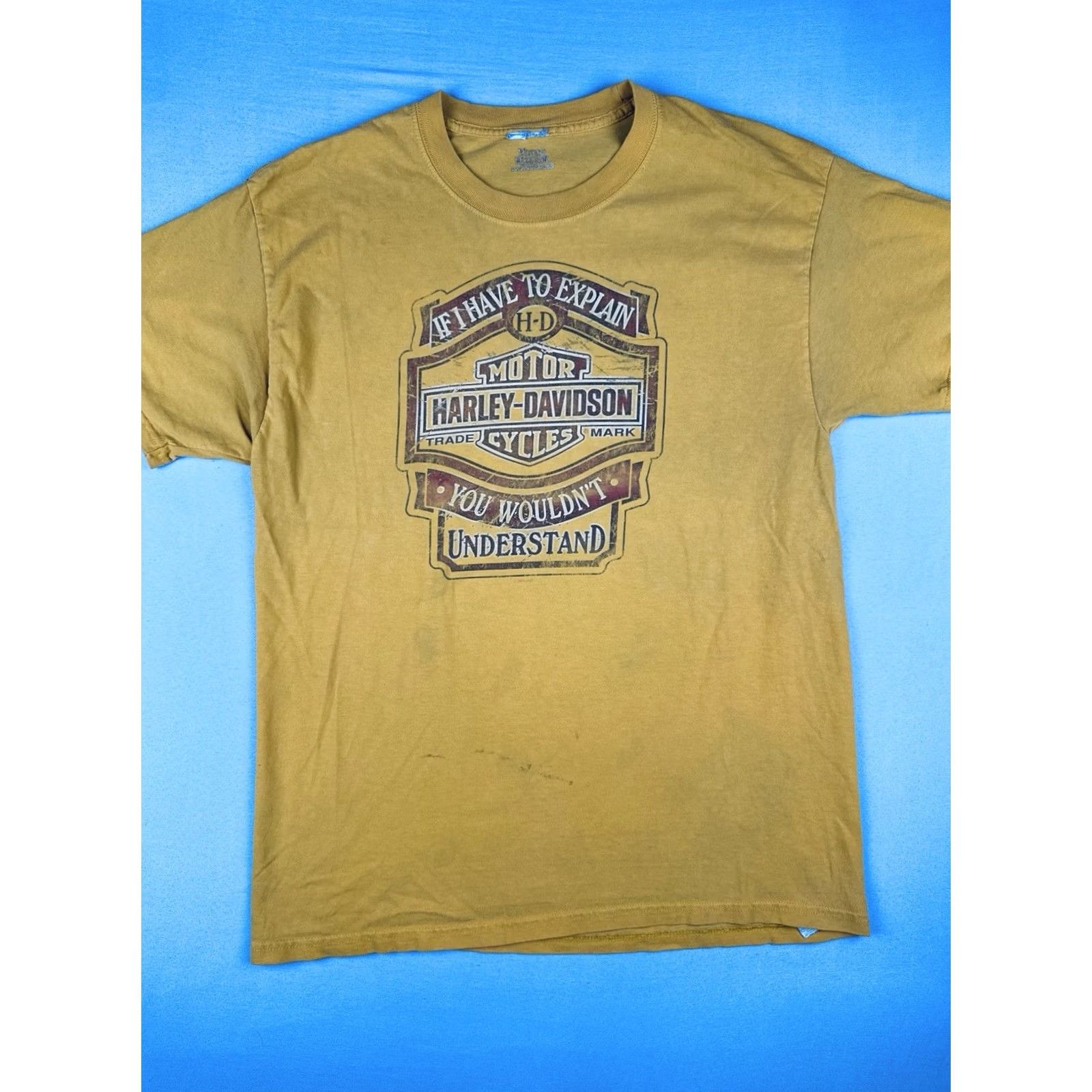 Harley Davidson Harley-Davidson T Shirt Yellow Crew Neck Short Sleeve Logo 2009 L Mens Size US L / EU 52-54 / 3 - 4 Thumbnail