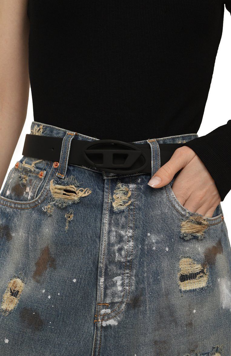 Diesel DIESEL WMNS Oval D Logo Reversible Leather Belt Matte Black Size ONE SIZE - 2 Thumbnail